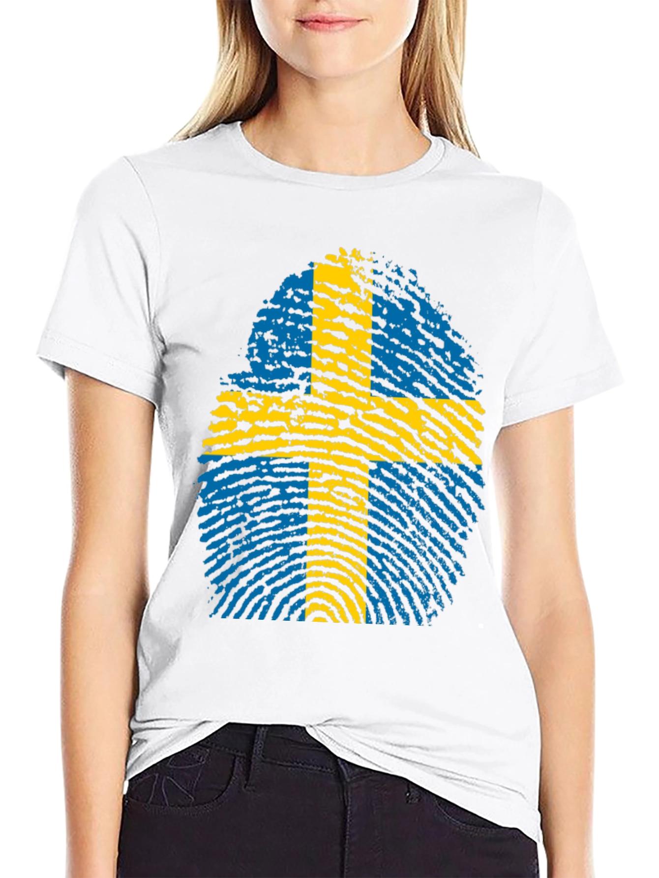 Sweden Flag Fingerprint Graphic T-Shirt