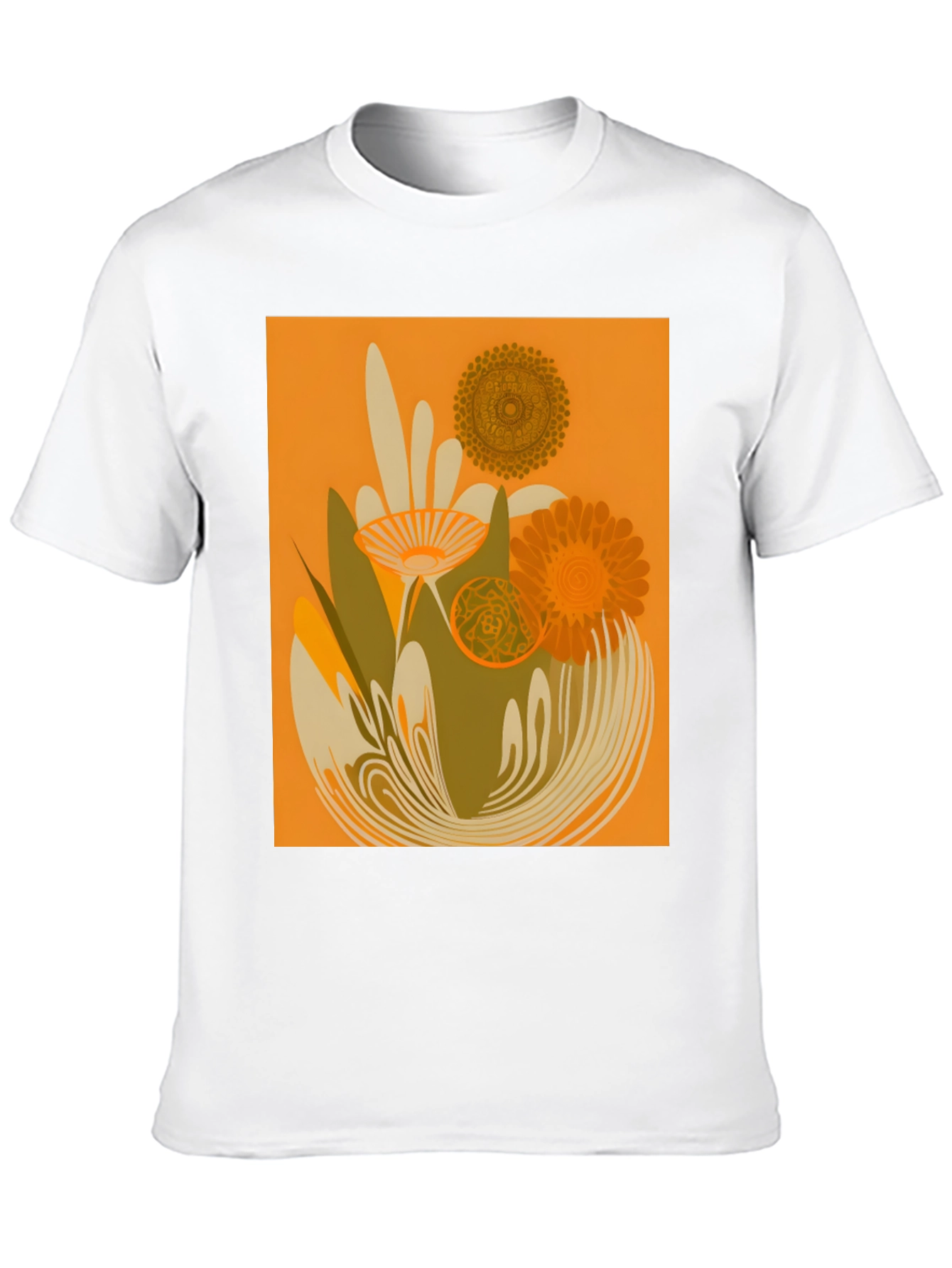 Retro Floral Graphic Tee - Black Cotton T-Shirt