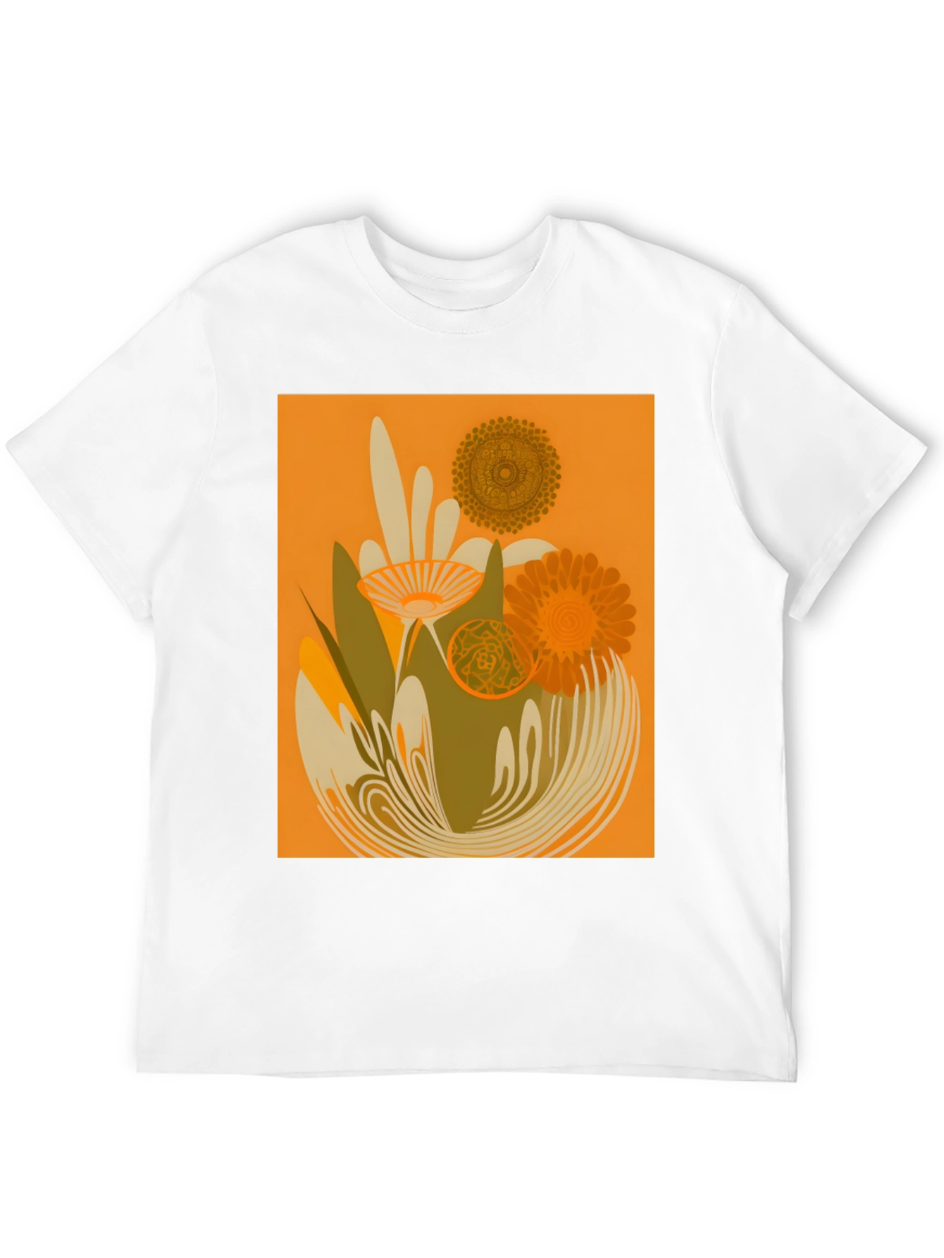 Retro Floral Graphic Tee - Black Cotton T-Shirt