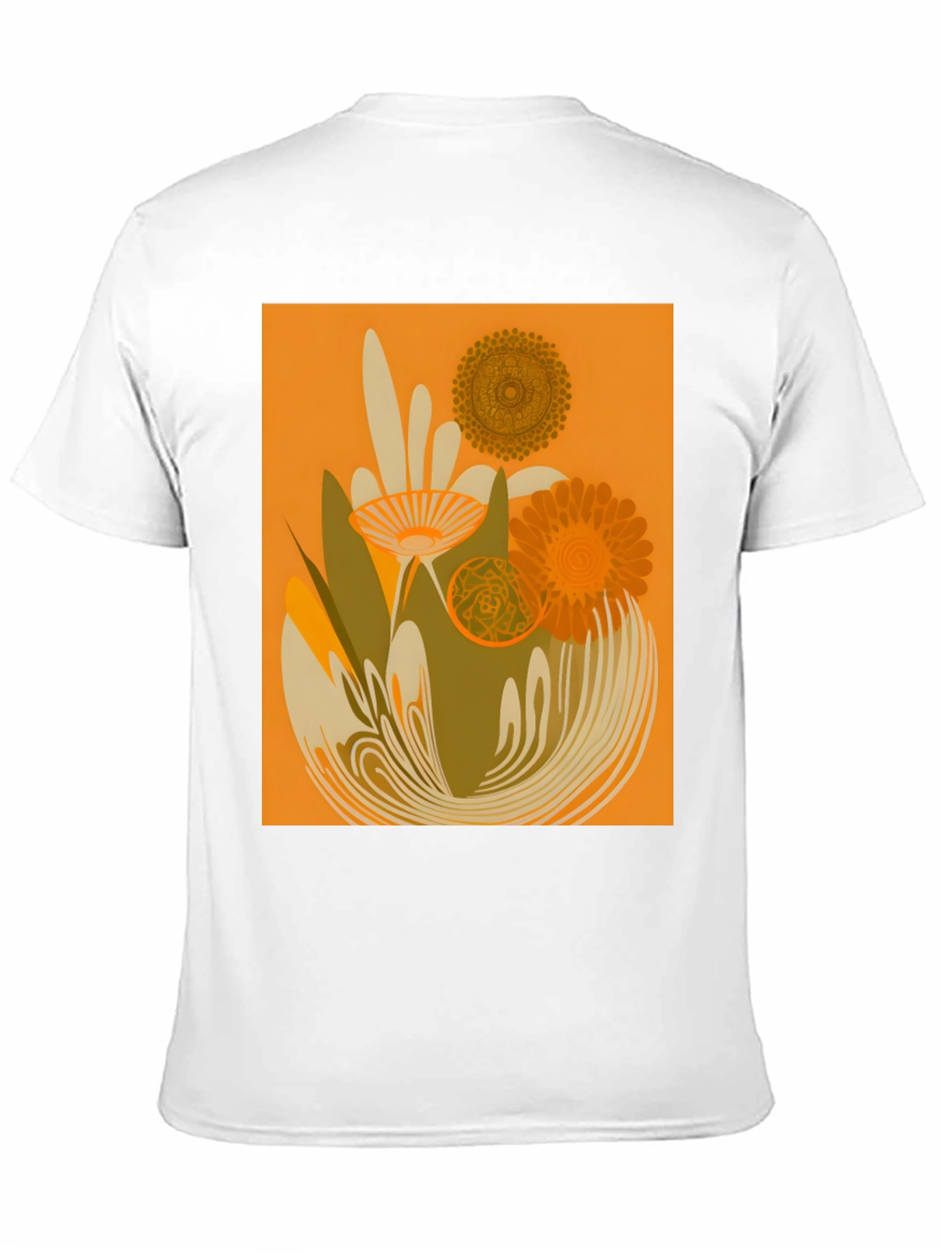 Retro Floral Graphic Tee - Black Cotton T-Shirt