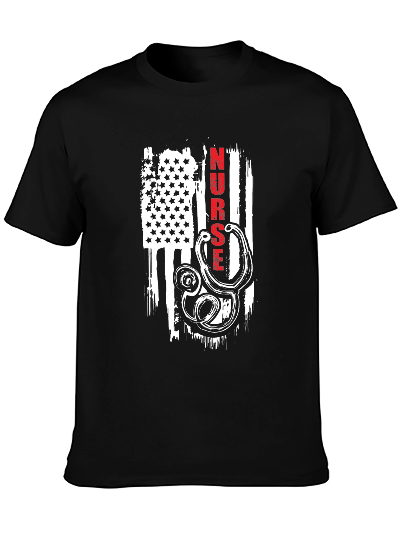 Nurse American Flag Stethoscope Graphic T-Shirt