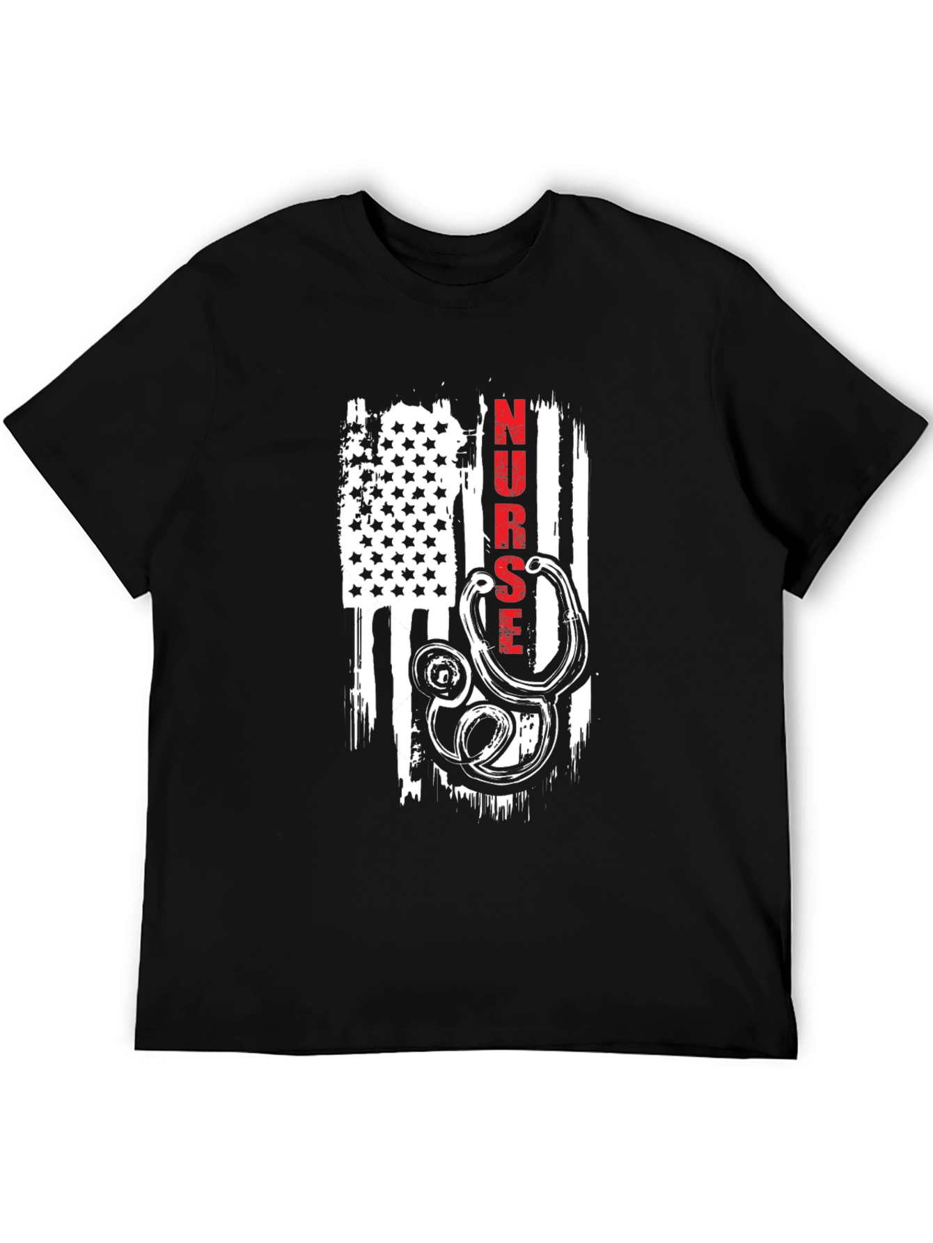 Nurse American Flag Stethoscope Graphic T-Shirt