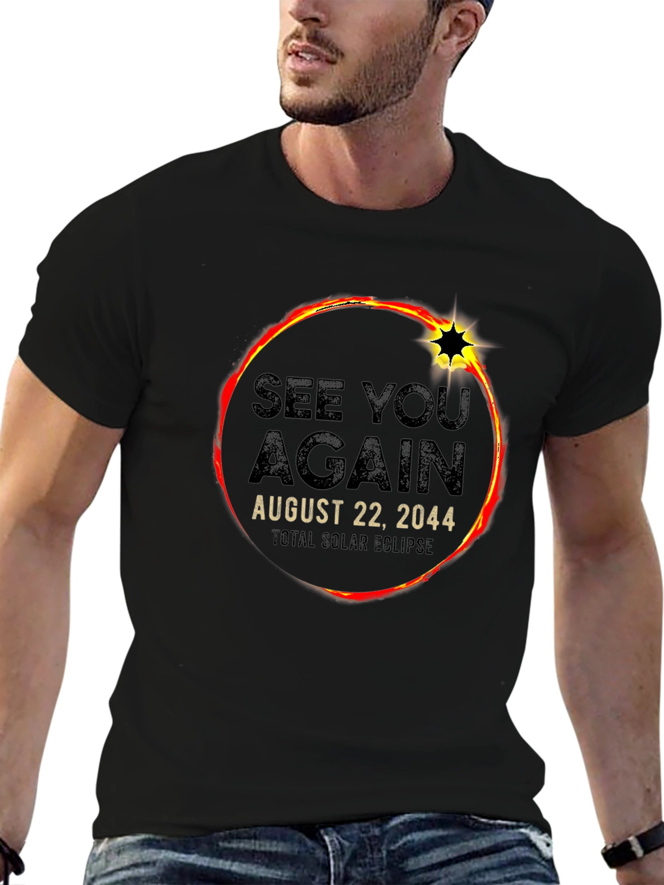 See You Again Solar Eclipse 2044 Black T-Shirt