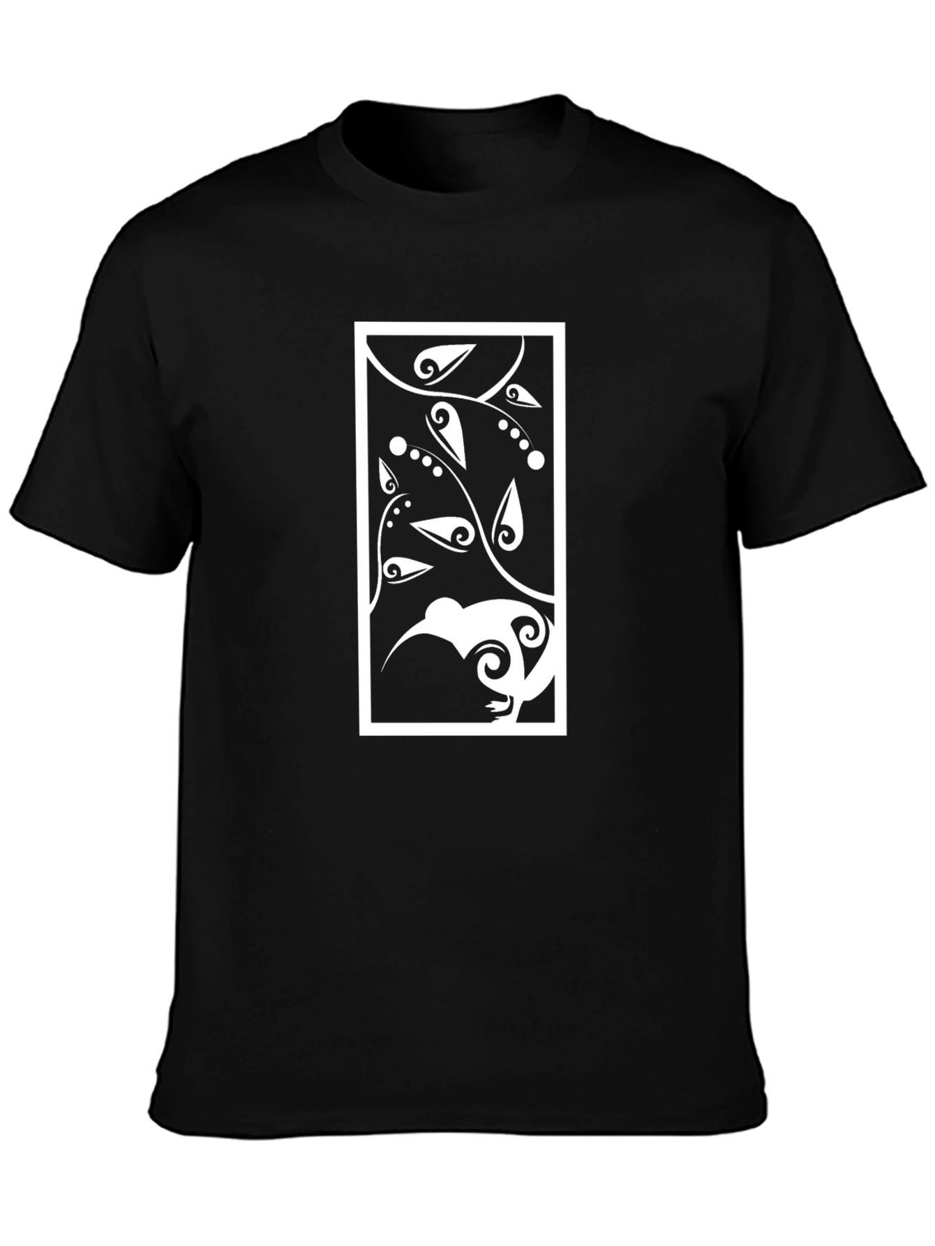 Black Tee with Kiwi Bird Graphic