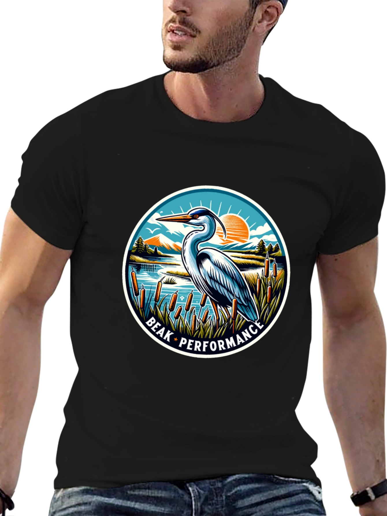 Beak Performance Heron Graphic T-Shirt