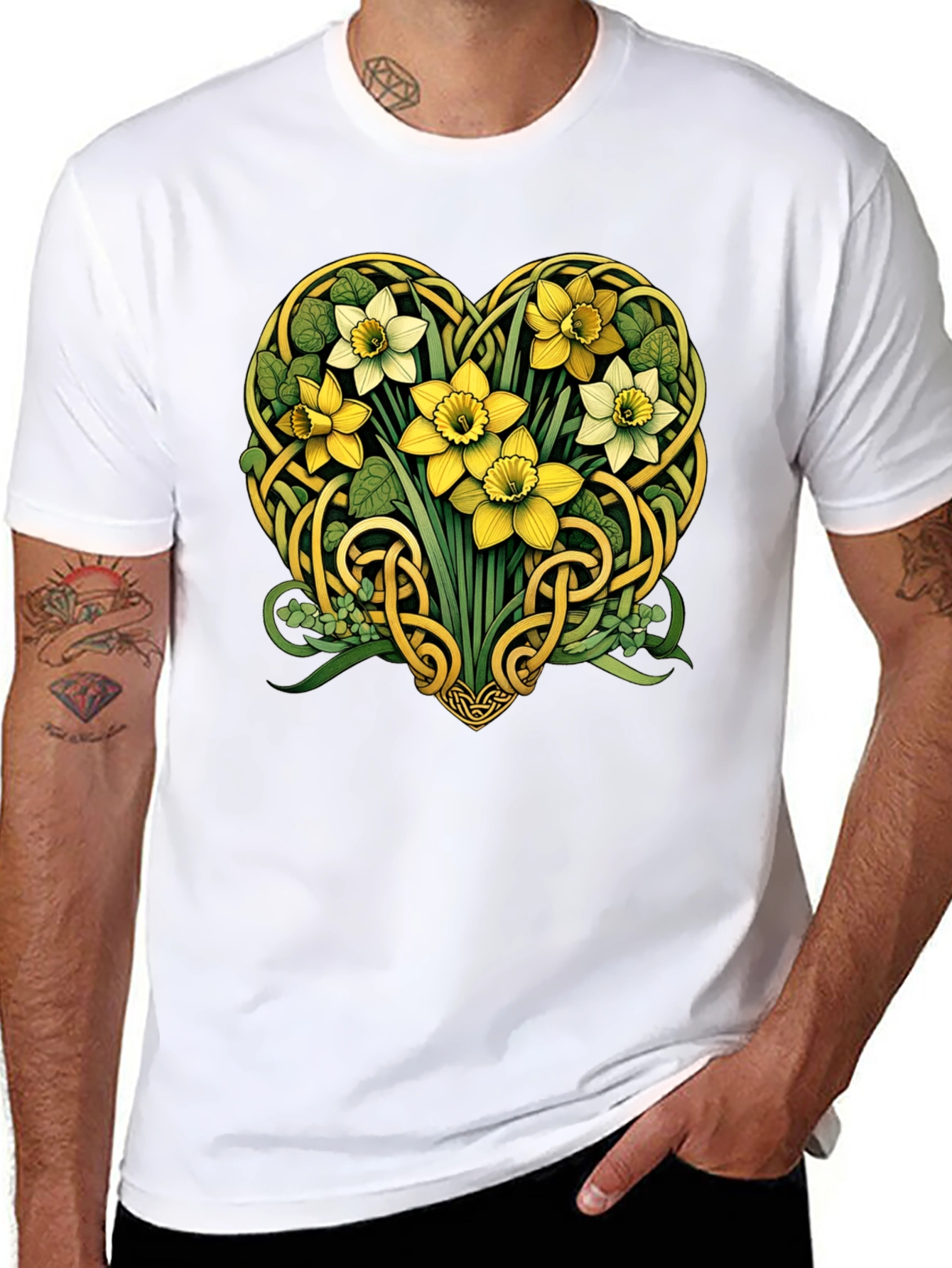 Celtic Knot Heart Daffodil Graphic Tee