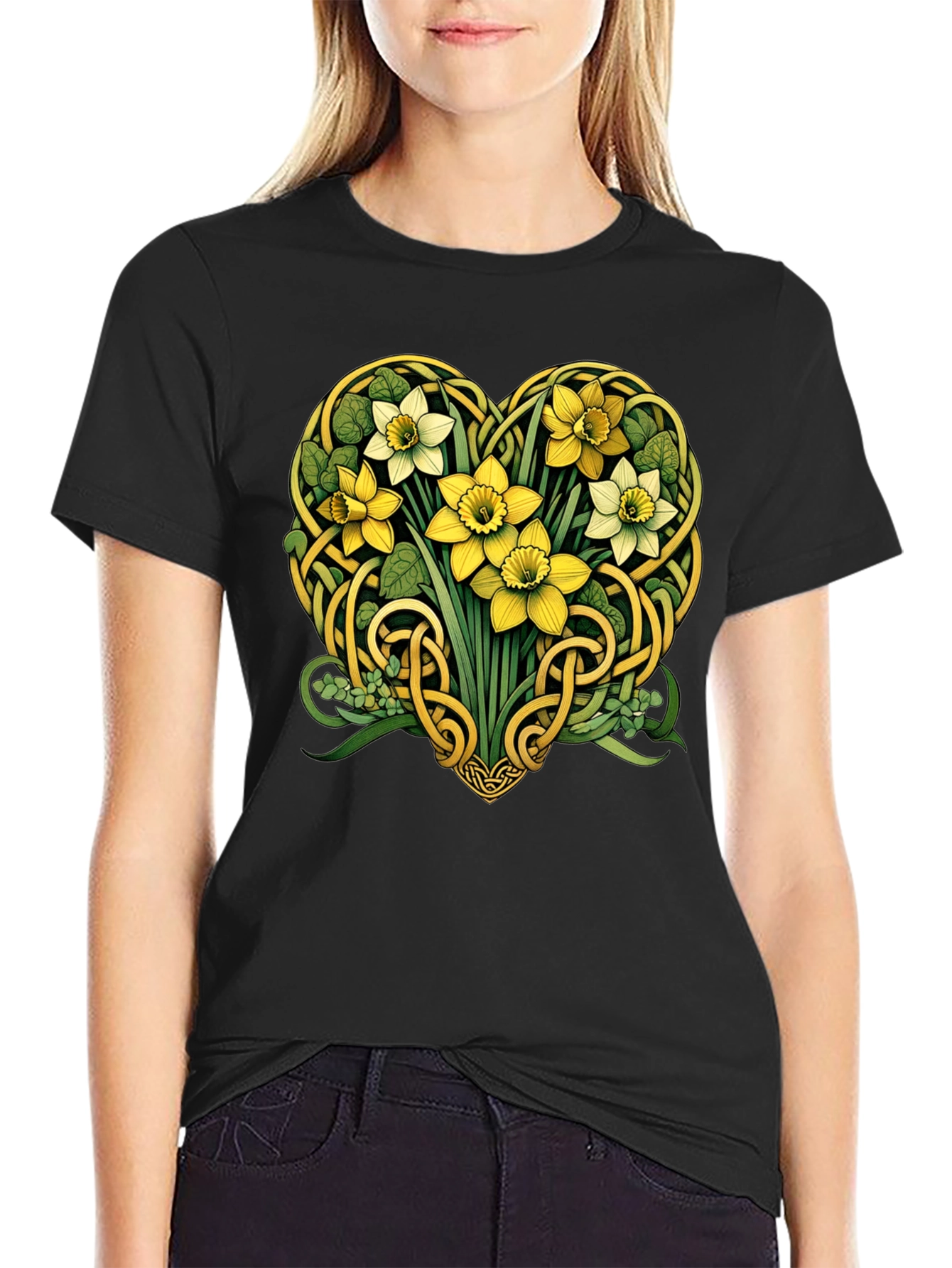 Celtic Knot Heart Daffodil Graphic Tee