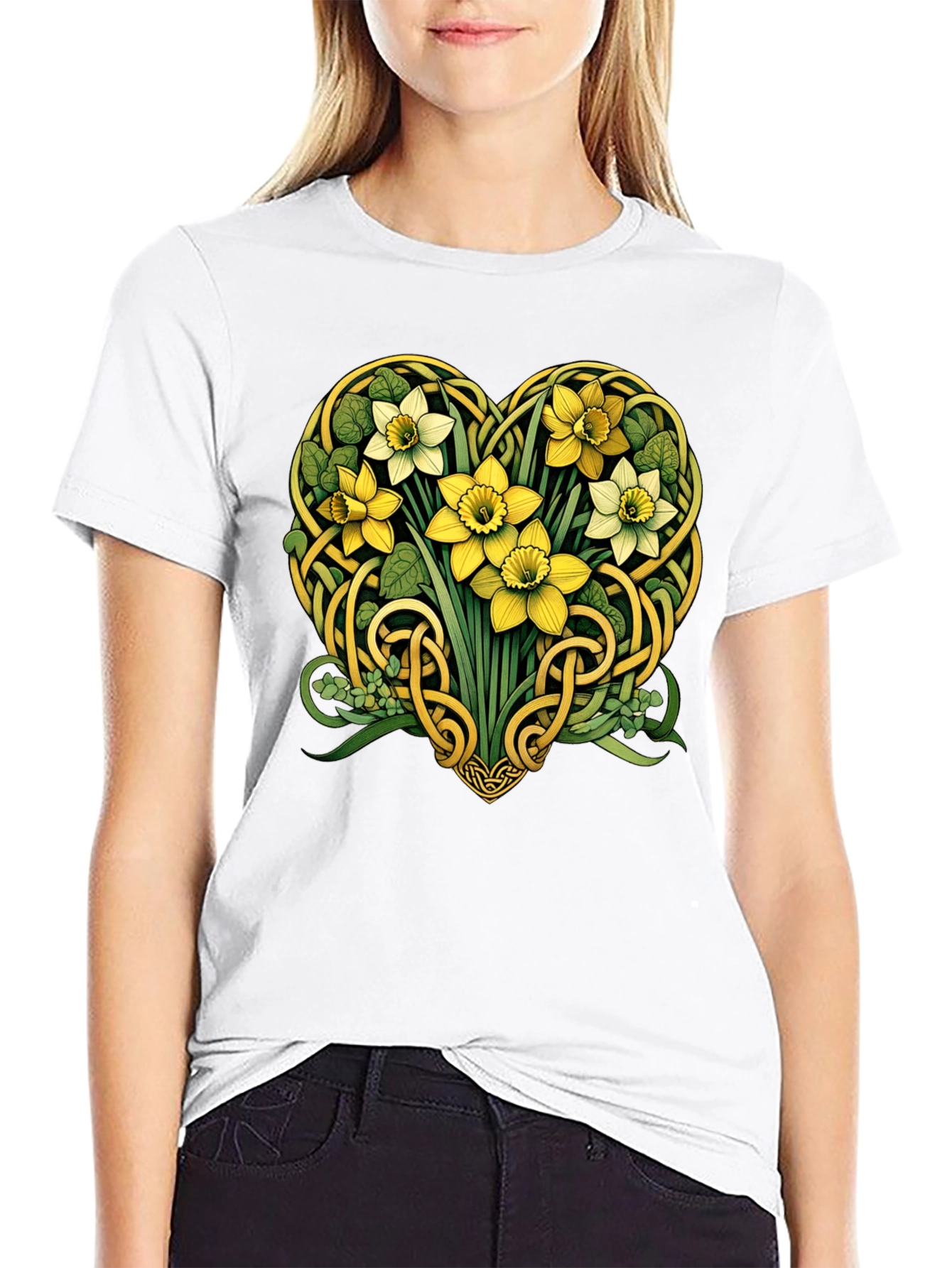 Celtic Knot Heart Daffodil Graphic Tee