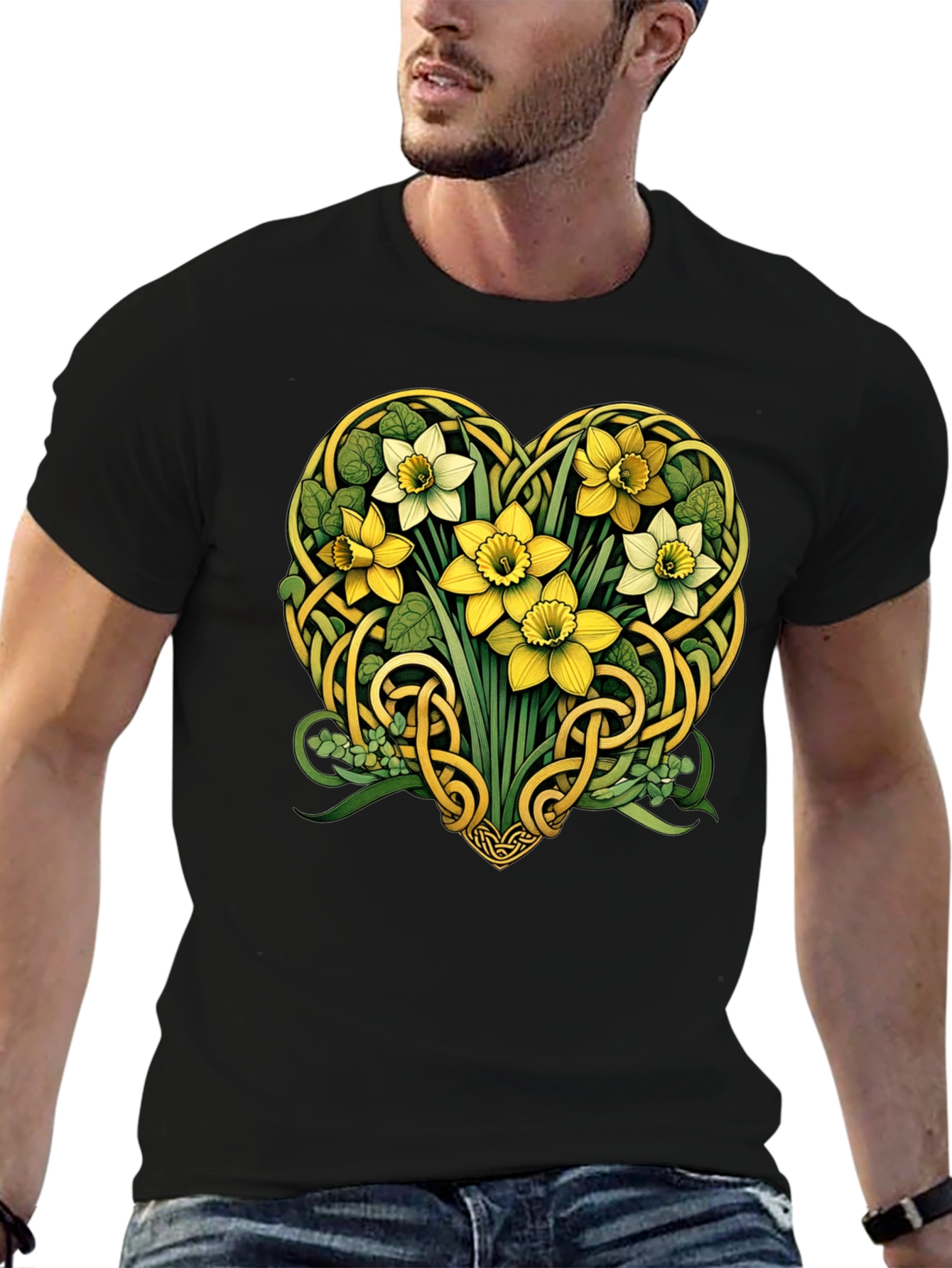 Celtic Knot Heart Daffodil Graphic Tee