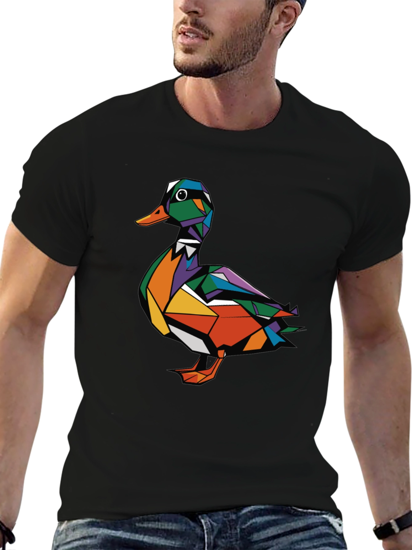 Geometric Duck Graphic Tee - Modern Style