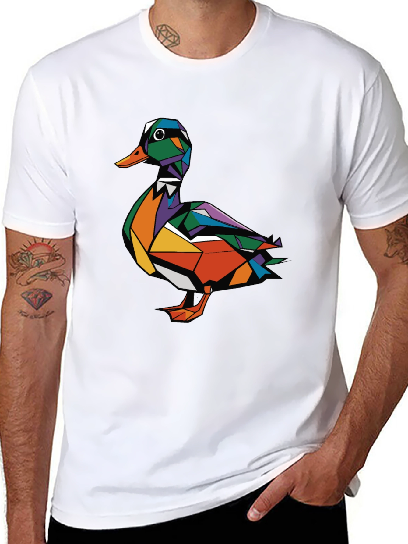 Geometric Duck Graphic Tee - Modern Style