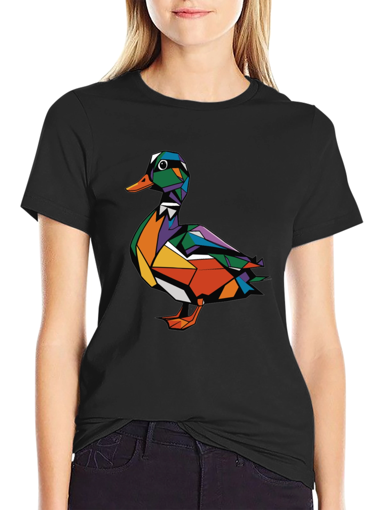 Geometric Duck Graphic Tee - Modern Style