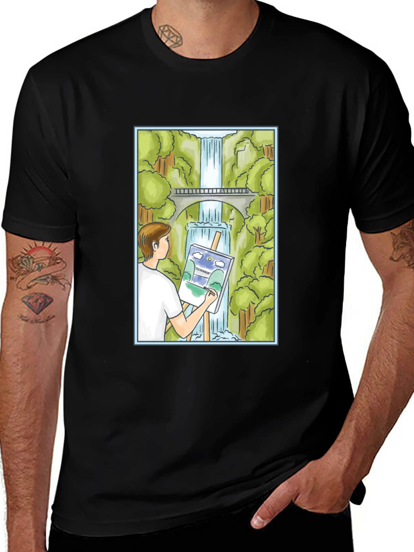 Painter Waterfall Graphic T-Shirt
