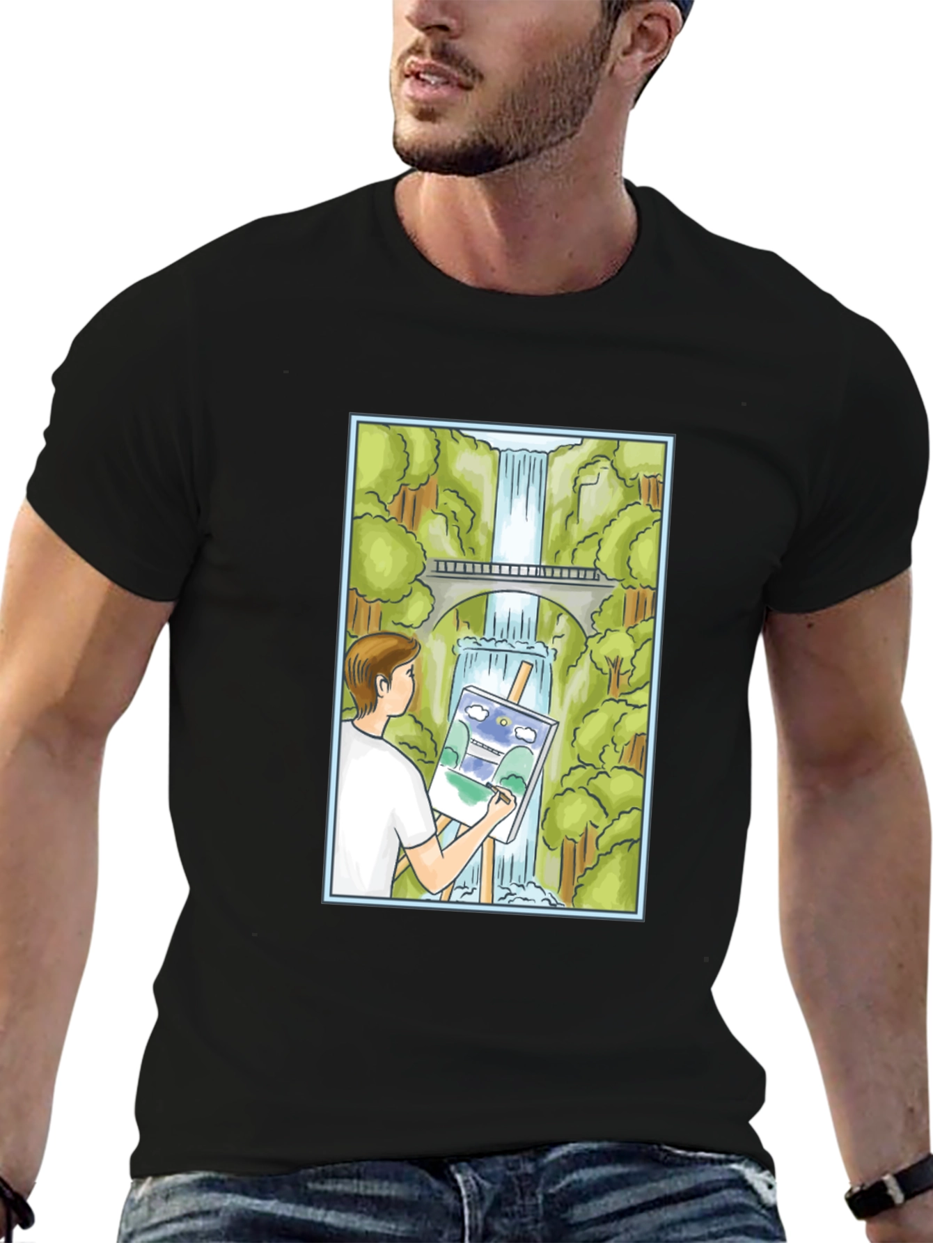 Painter Waterfall Graphic T-Shirt