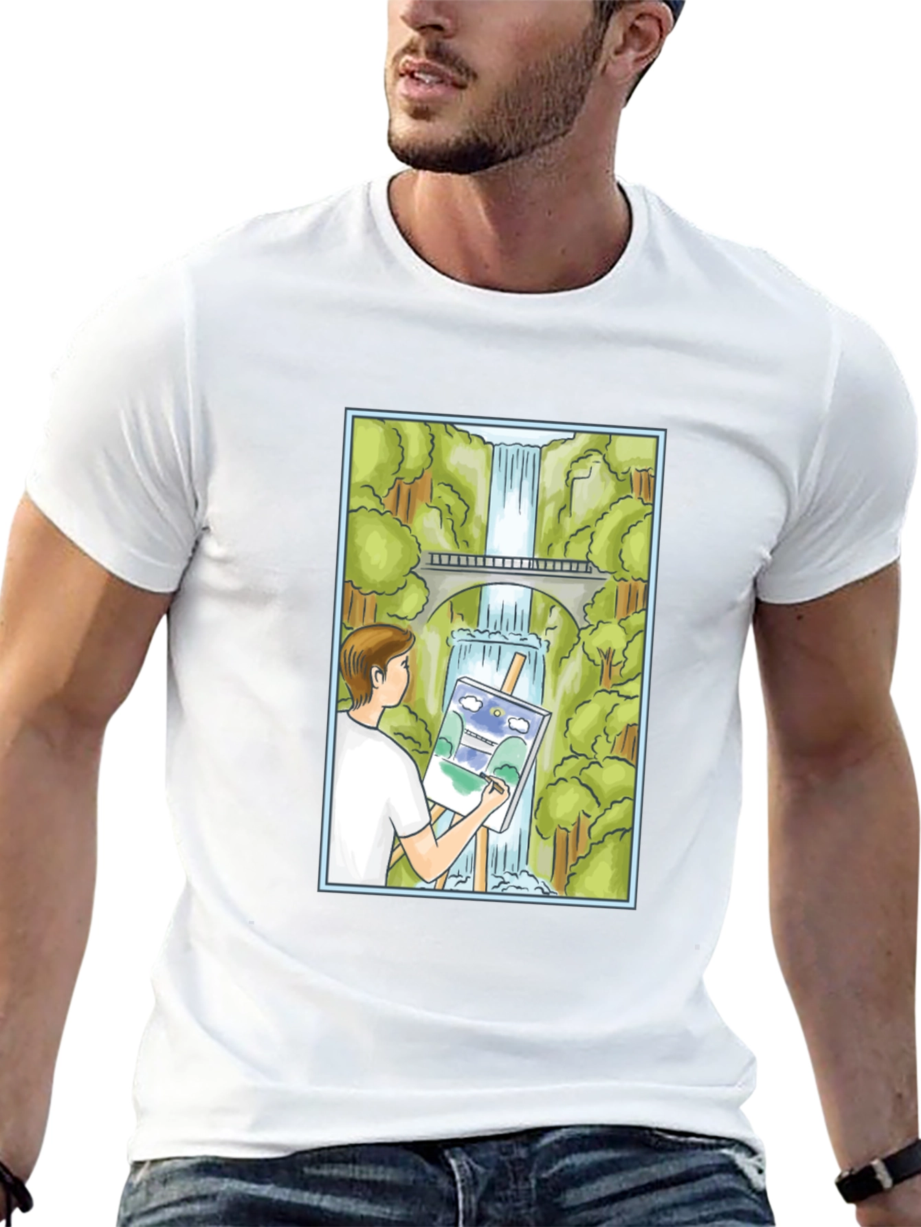 Painter Waterfall Graphic T-Shirt