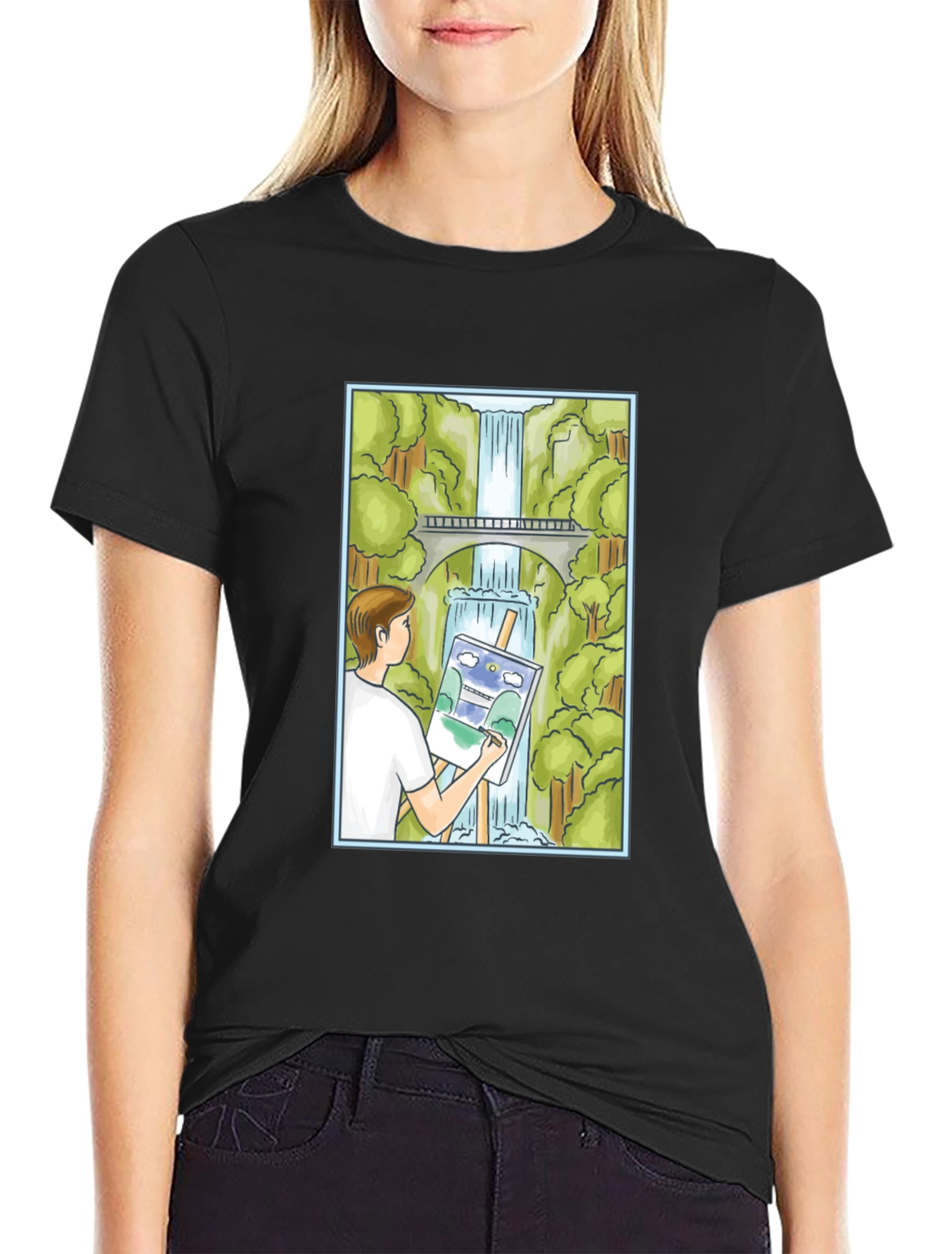Painter Waterfall Graphic T-Shirt
