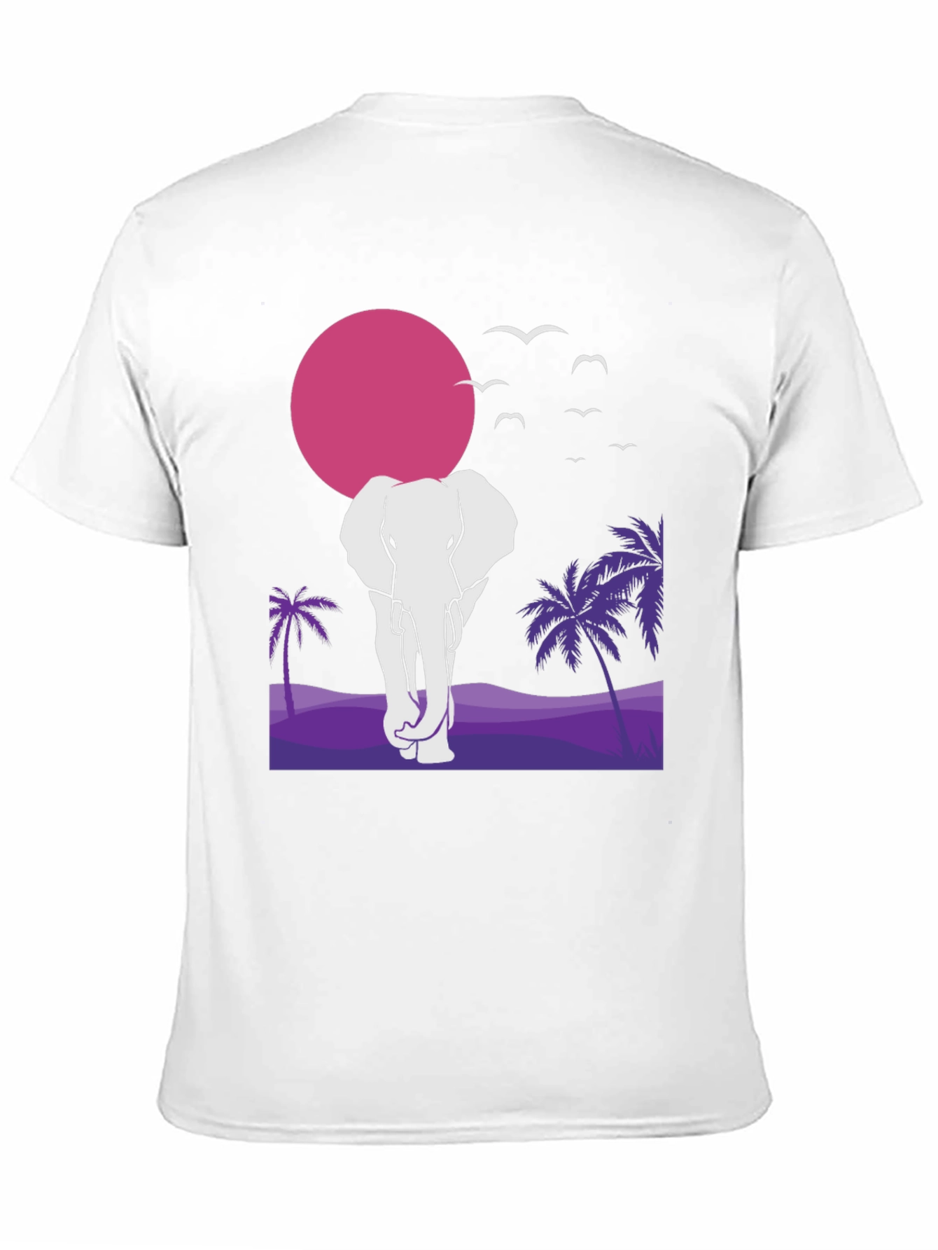 Elephant Sunset Graphic T-Shirt - Unisex Black Tee