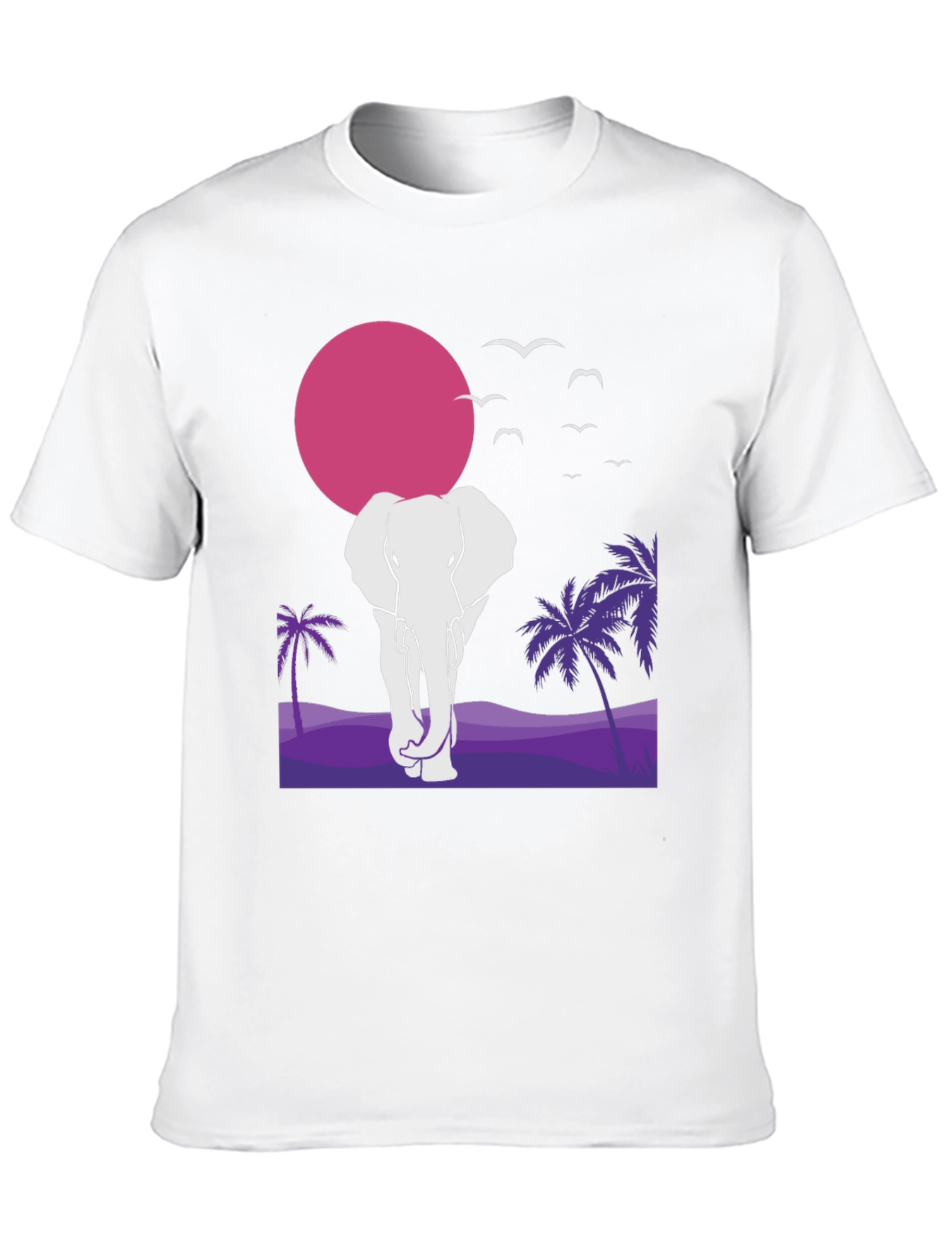 Elephant Sunset Graphic T-Shirt - Unisex Black Tee