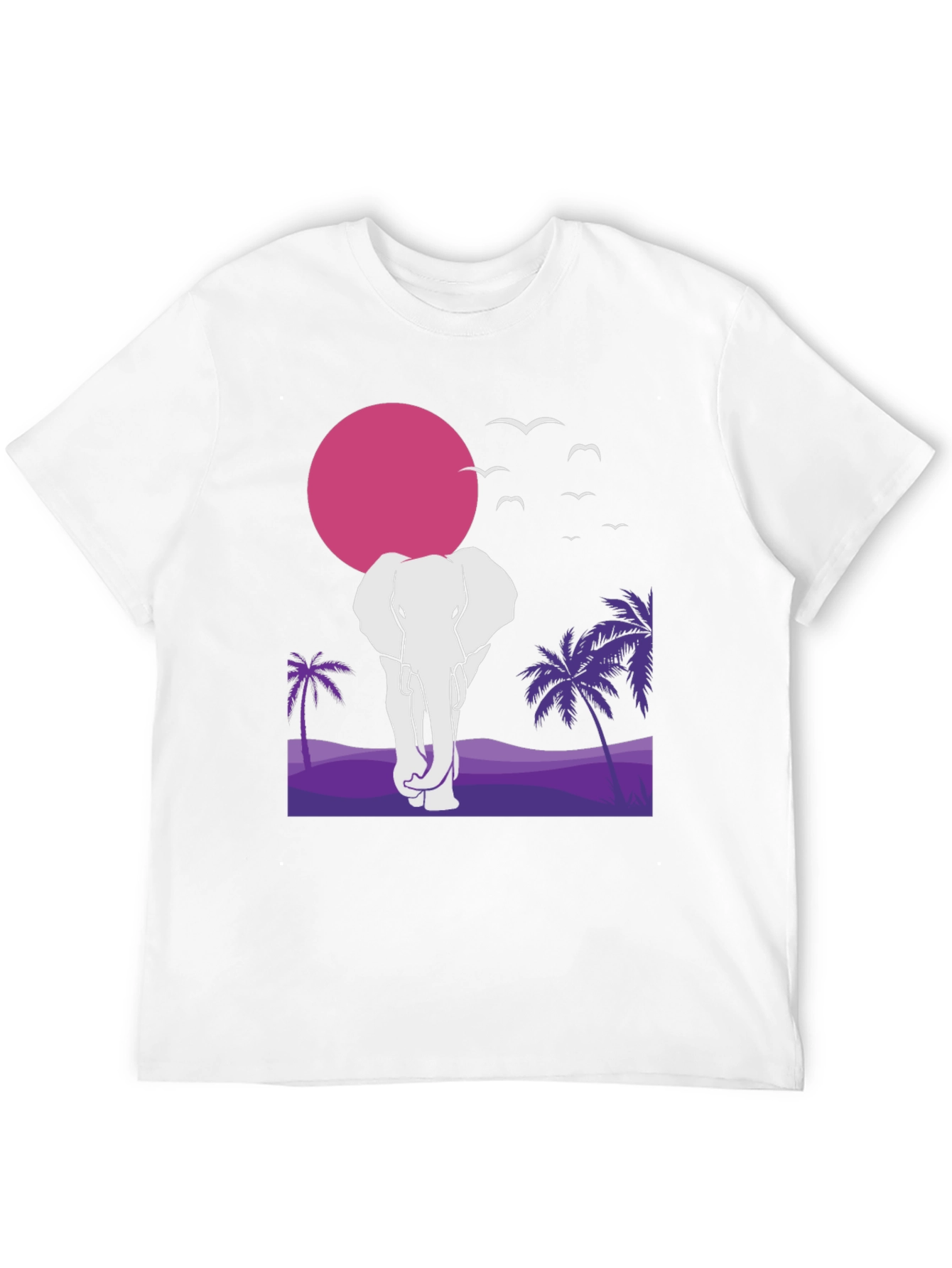 Elephant Sunset Graphic T-Shirt - Unisex Black Tee