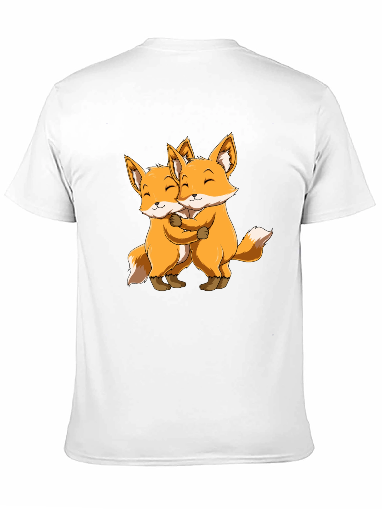 Cute Foxes Hug Black T-Shirt