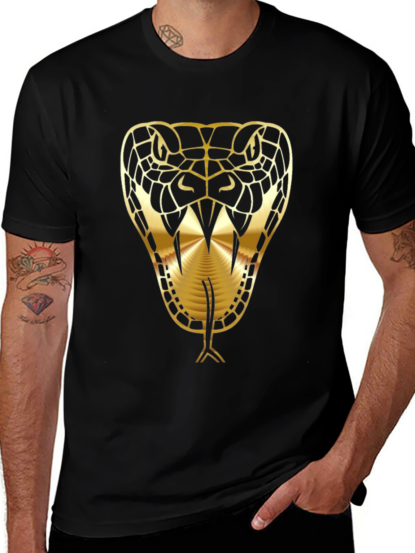 Golden Snake Graphic Black T-Shirt