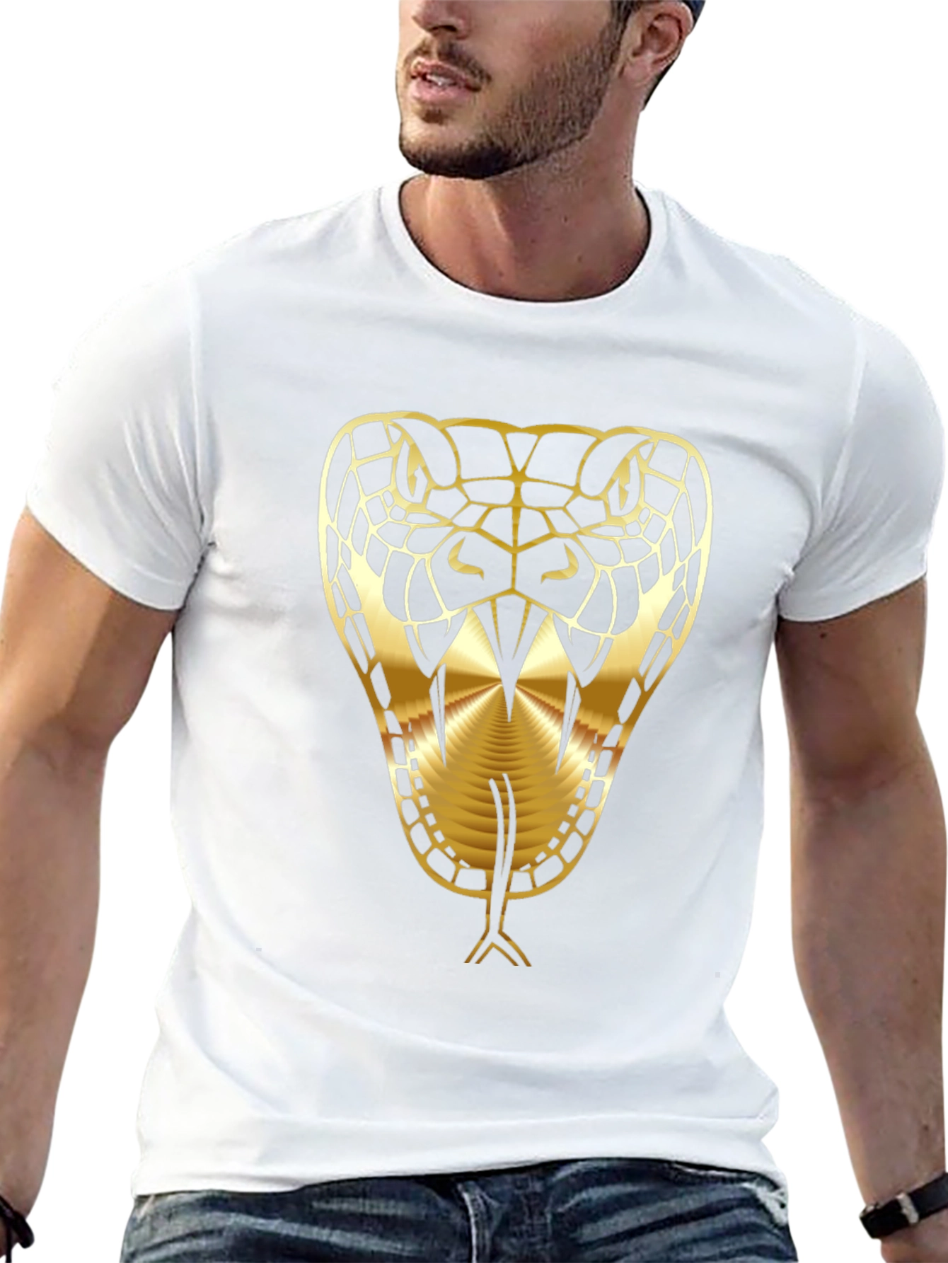 Golden Snake Graphic Black T-Shirt