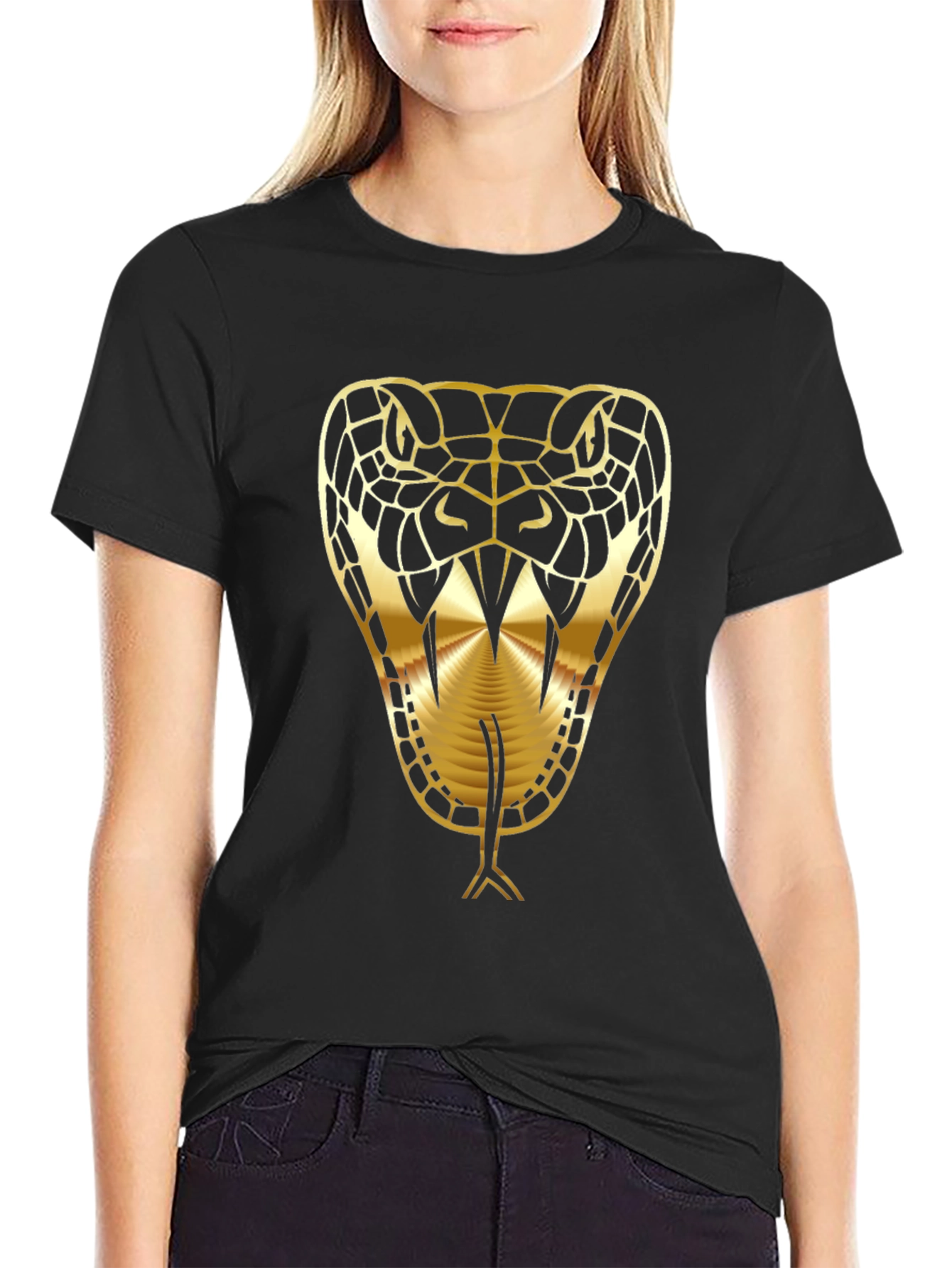 Golden Snake Graphic Black T-Shirt