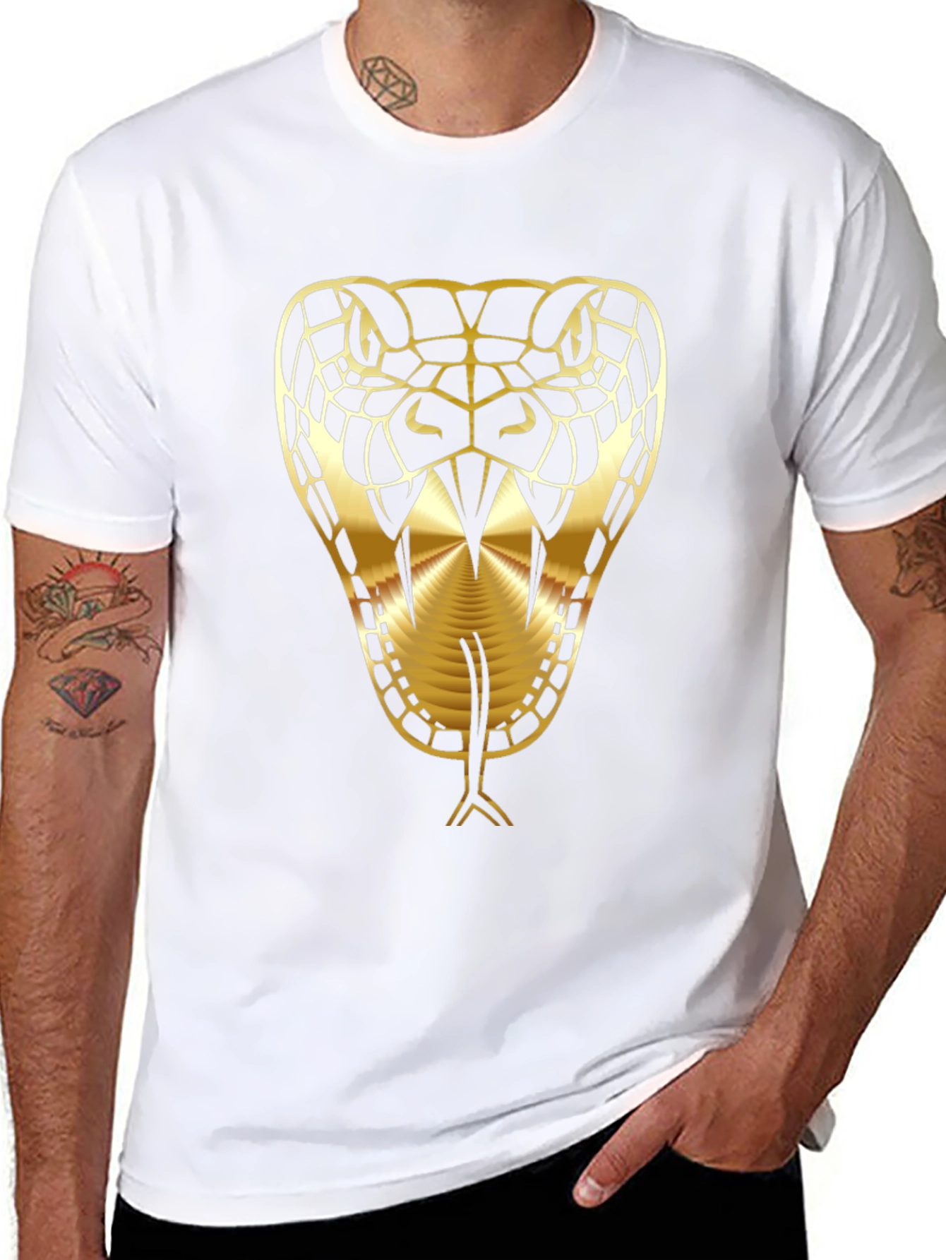 Golden Snake Graphic Black T-Shirt