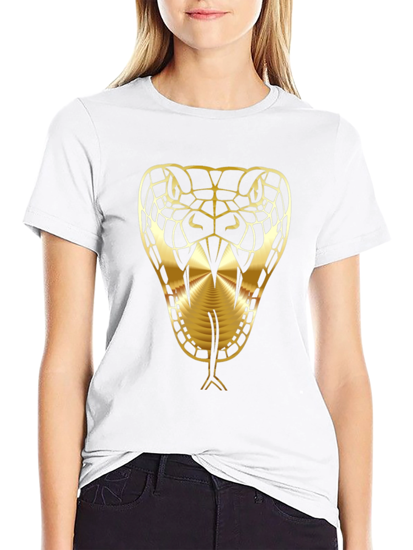 Golden Snake Graphic Black T-Shirt