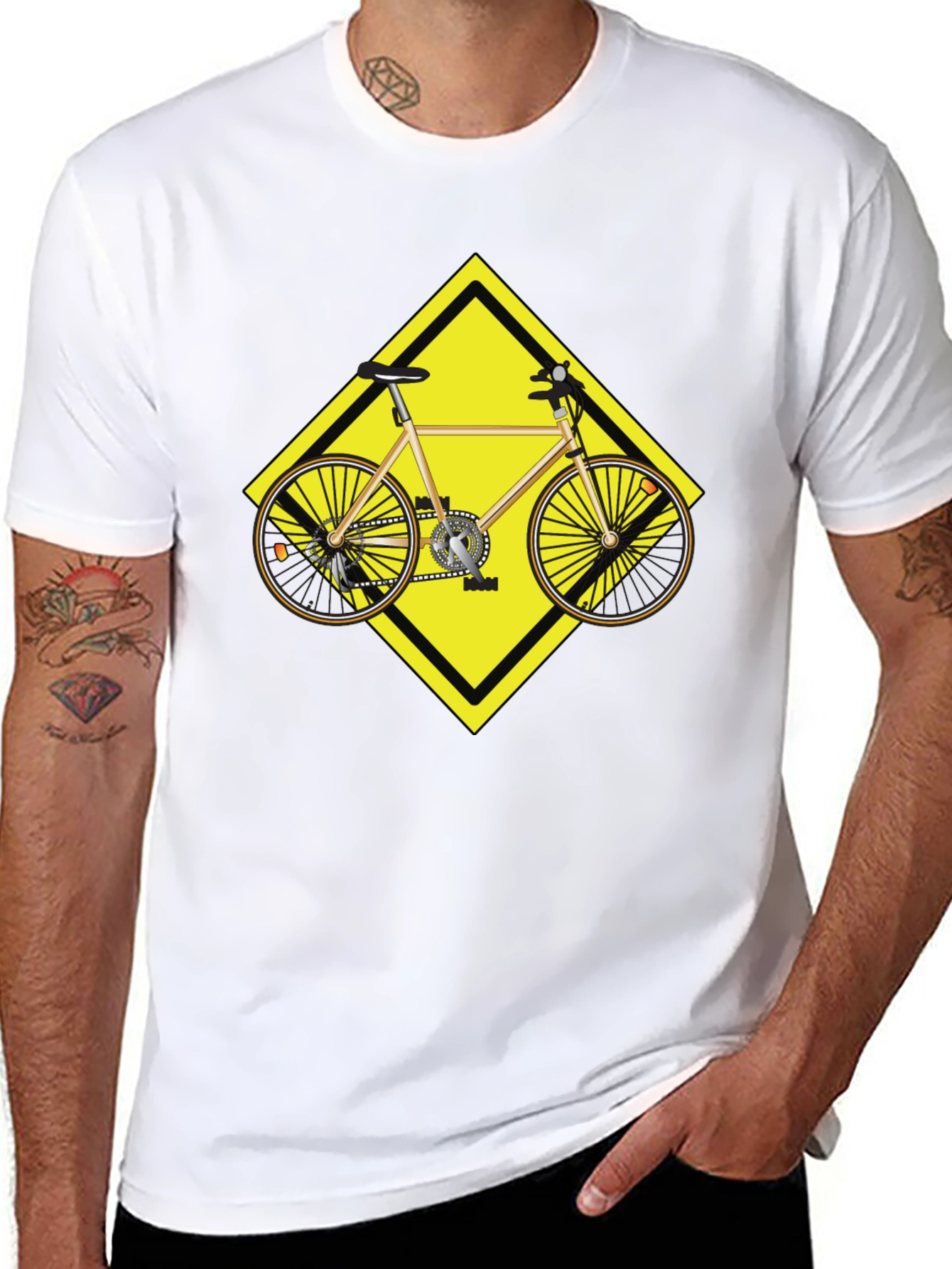 Cycling Road Sign Graphic Tee - Black