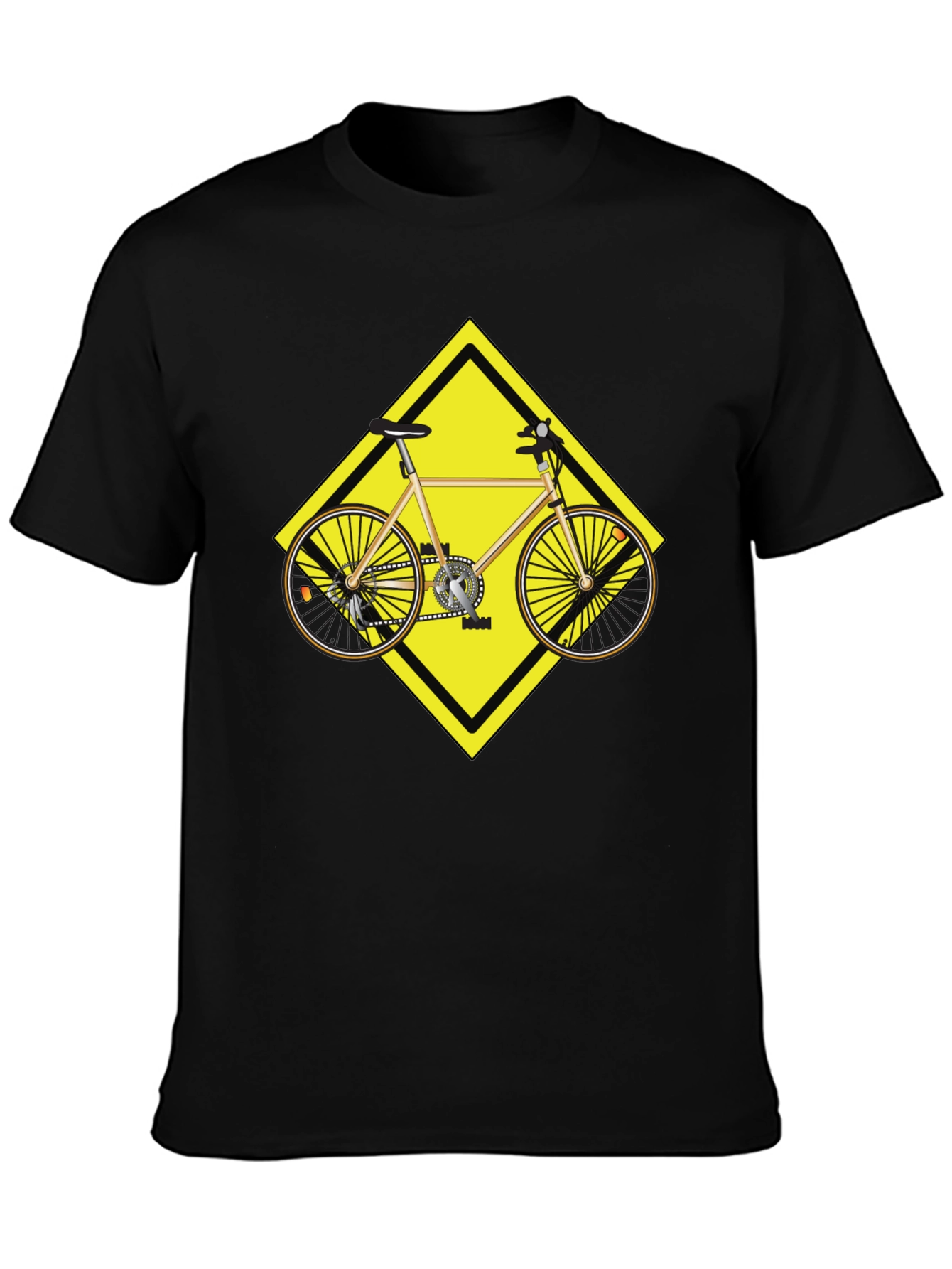Cycling Road Sign Graphic Tee - Black