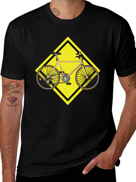 Cycling Road Sign Graphic Tee - Black