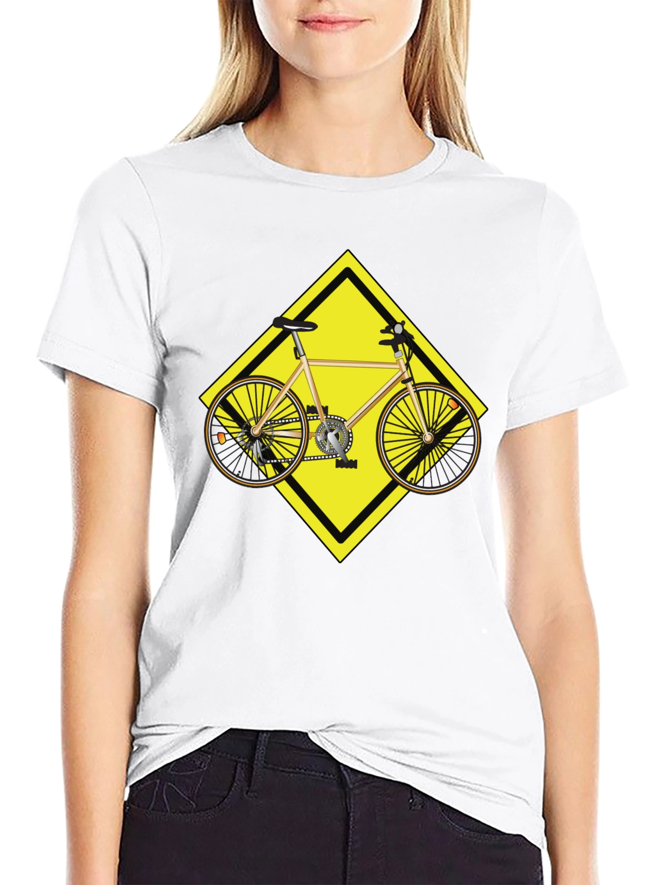Cycling Road Sign Graphic Tee - Black