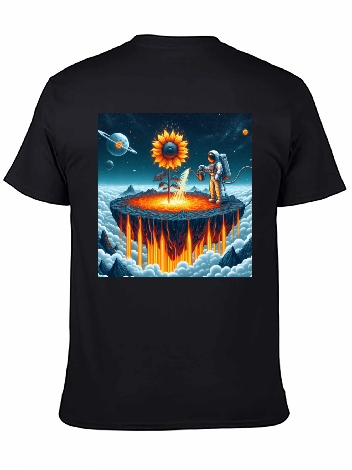 Astronaut Sunflower Graphic T-Shirt - Space Gardener Tee