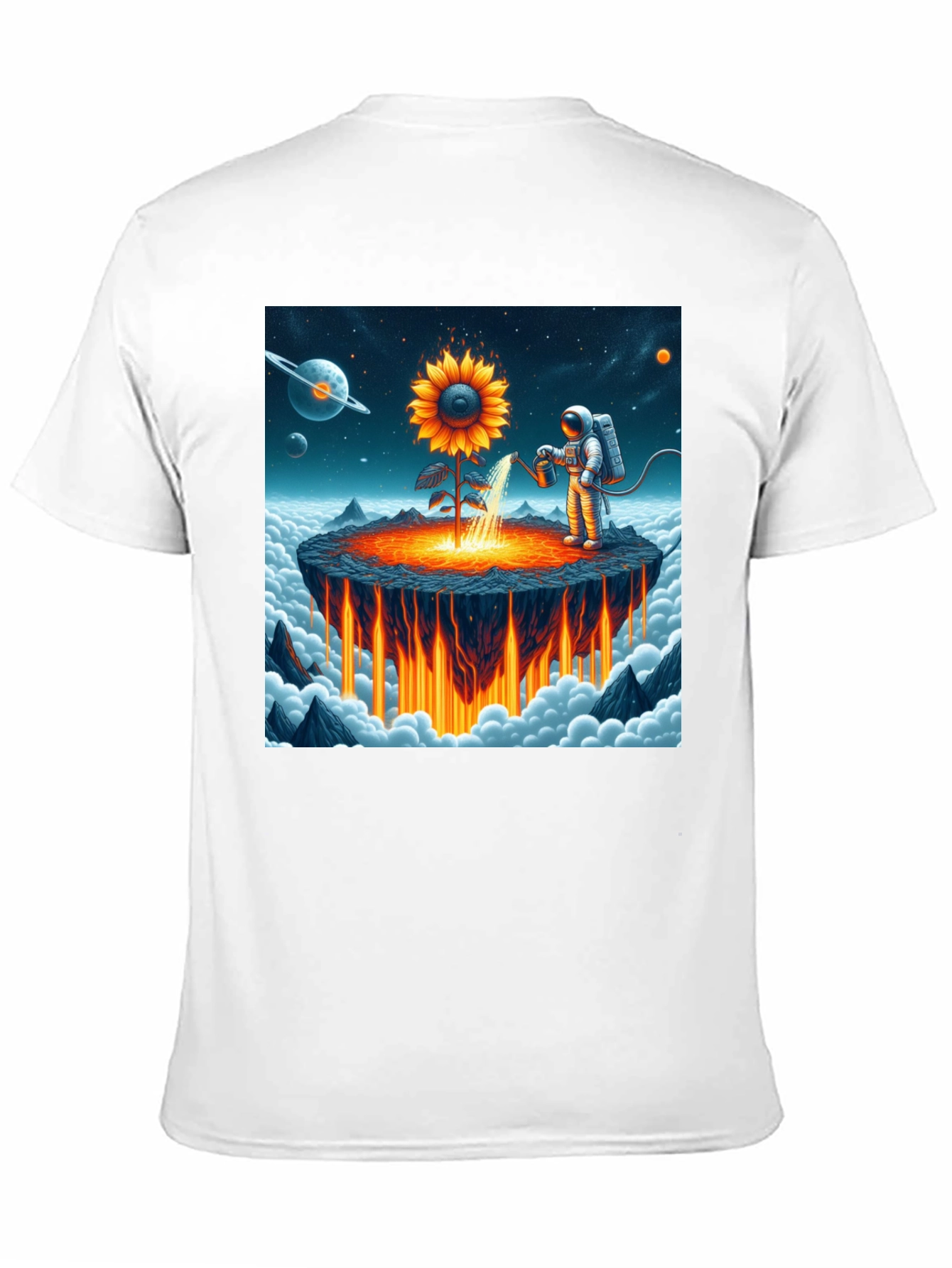 Astronaut Sunflower Graphic T-Shirt - Space Gardener Tee