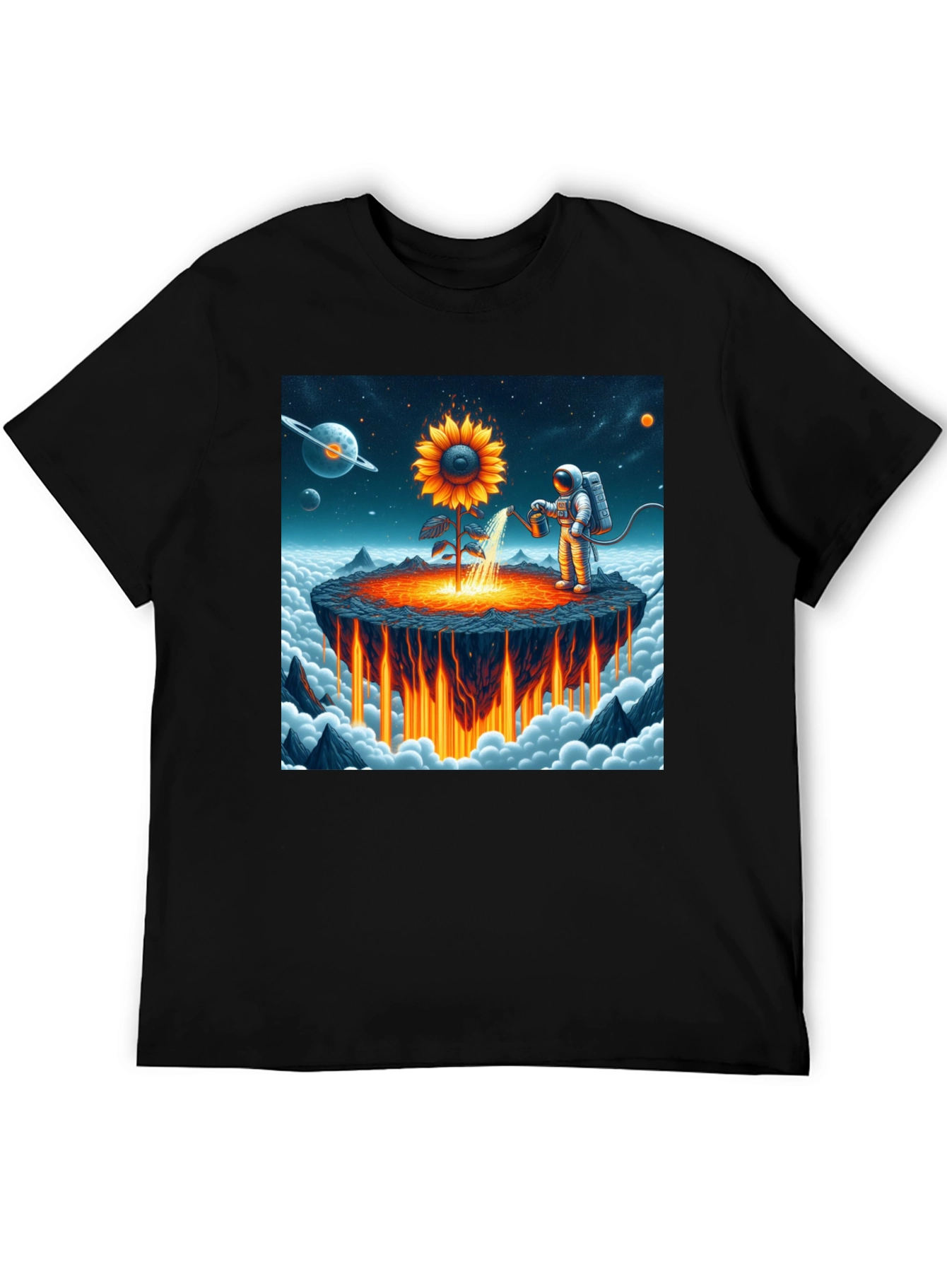 Astronaut Sunflower Graphic T-Shirt - Space Gardener Tee