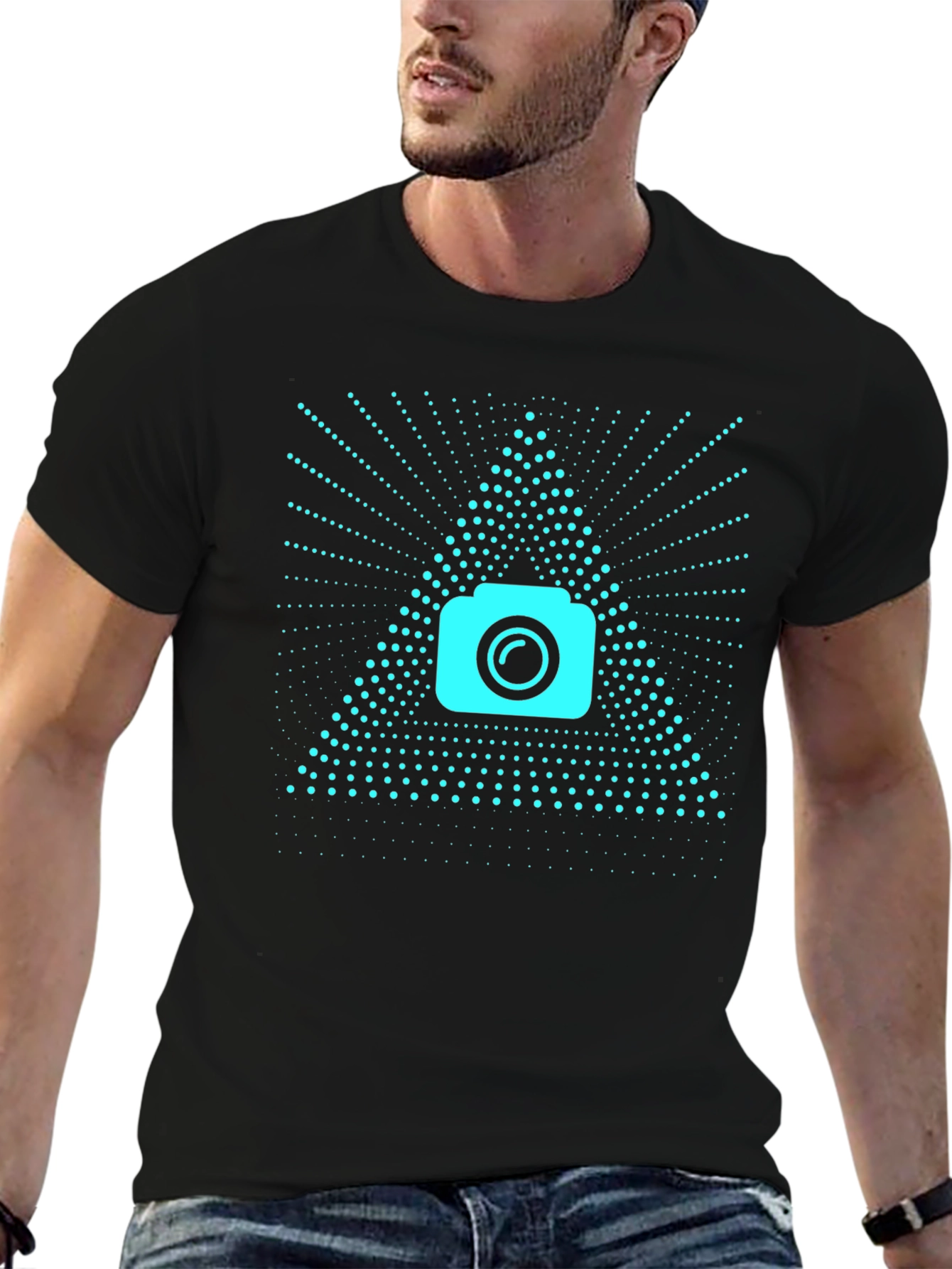 Camera Triangle Tee - Black Graphic T-Shirt