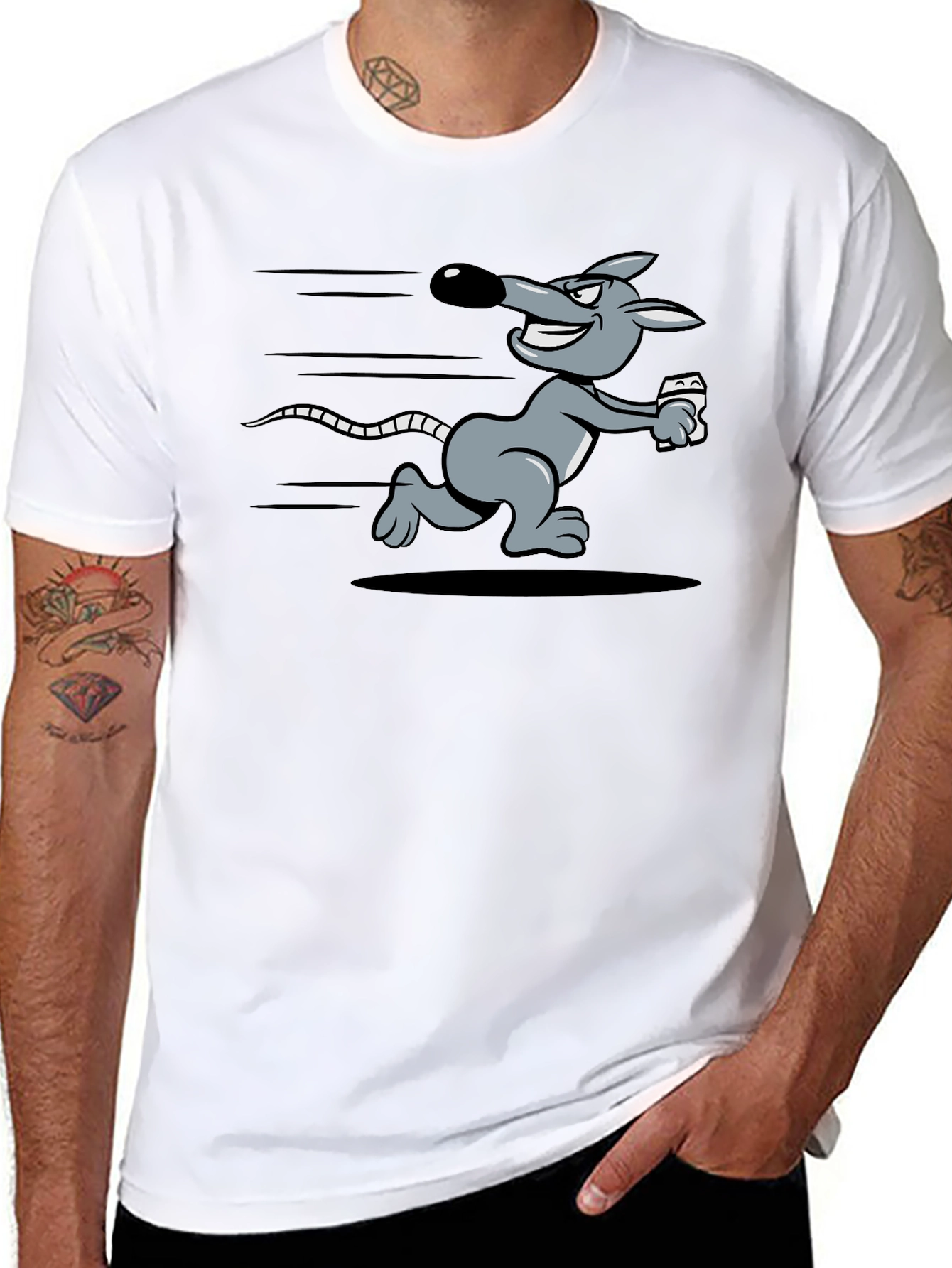 Running Rat Graphic Tee - Black Cotton T-Shirt