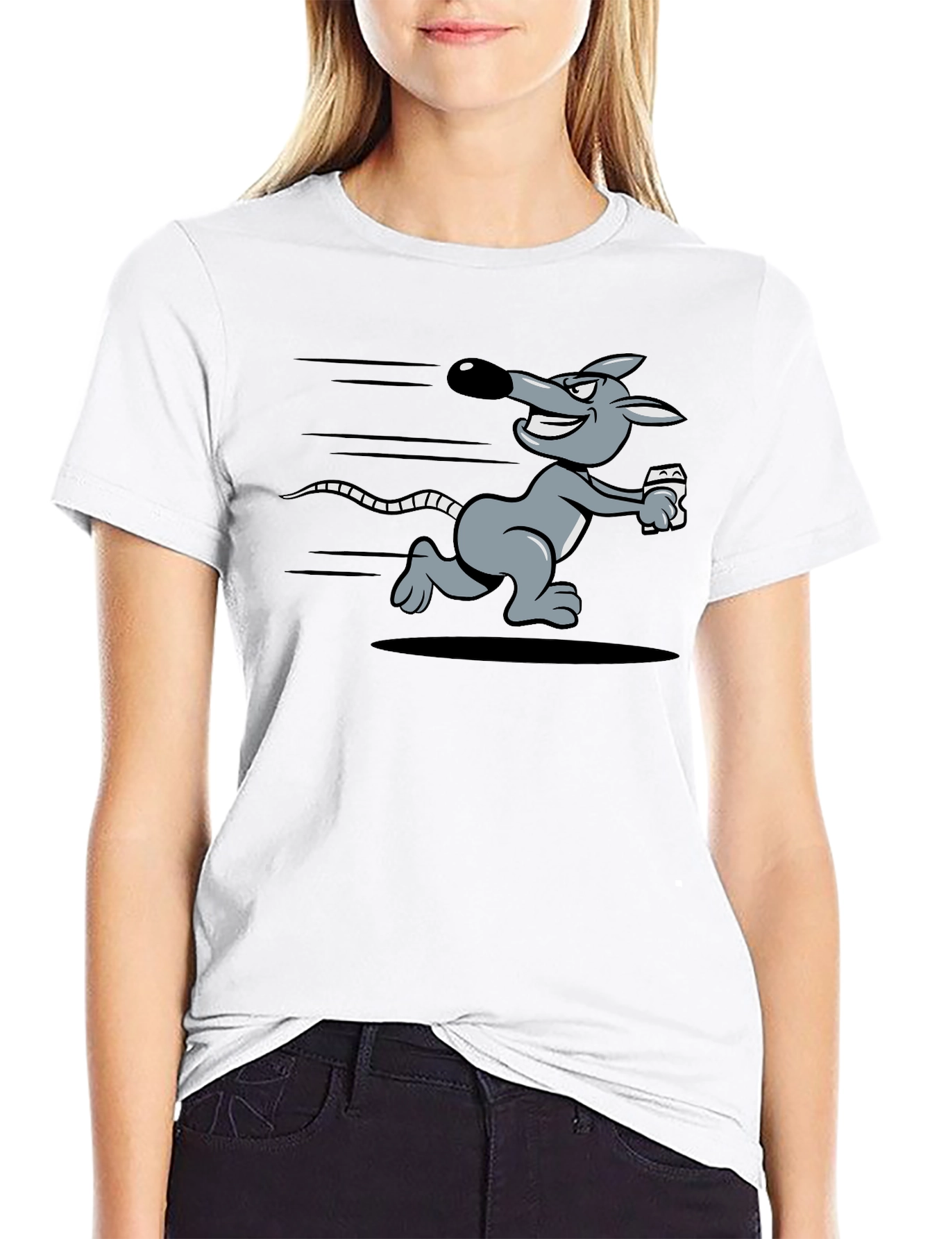 Running Rat Graphic Tee - Black Cotton T-Shirt