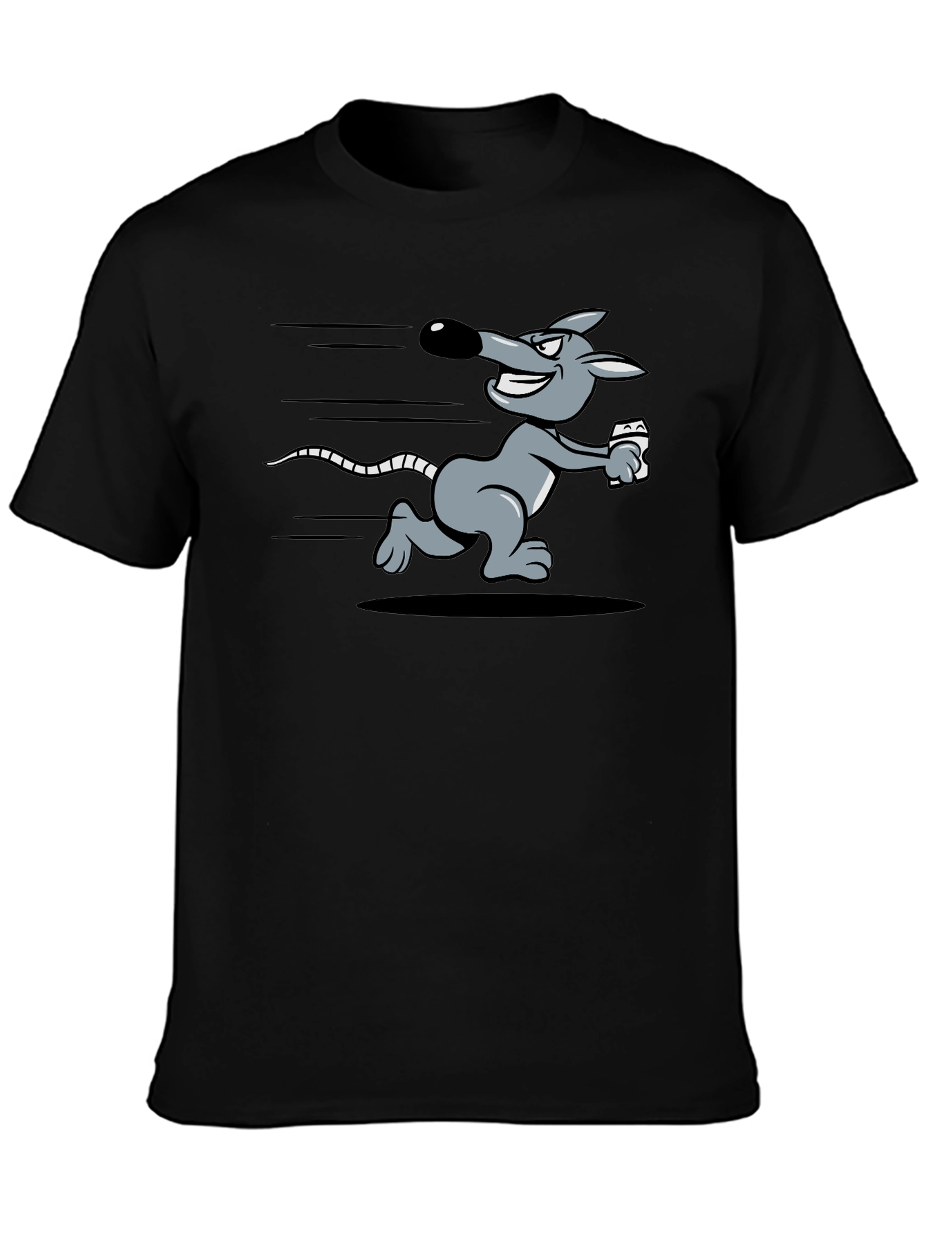 Running Rat Graphic Tee - Black Cotton T-Shirt