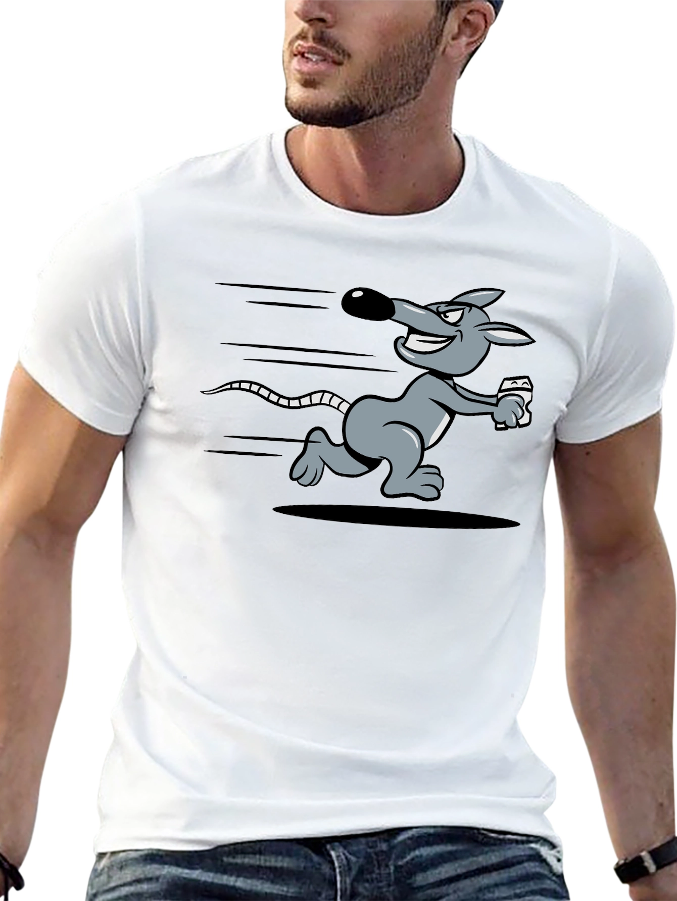 Running Rat Graphic Tee - Black Cotton T-Shirt