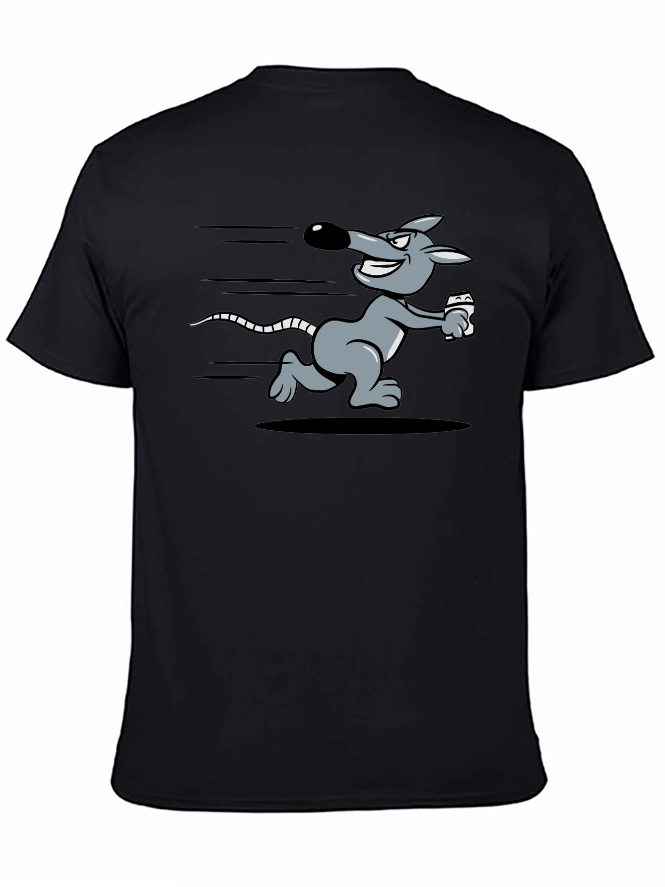 Running Rat Graphic Tee - Black Cotton T-Shirt