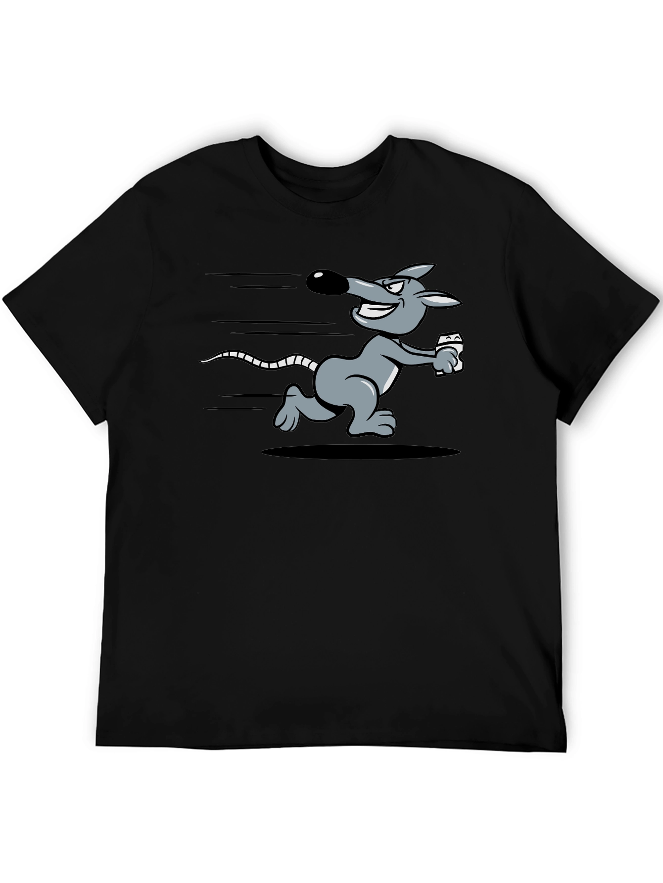 Running Rat Graphic Tee - Black Cotton T-Shirt