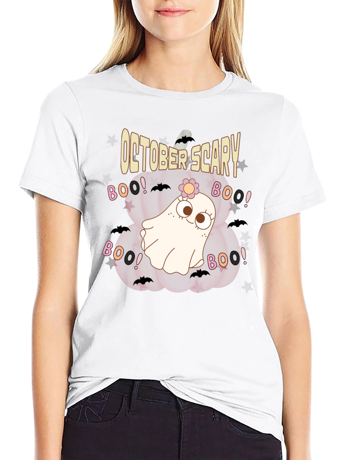 October Scary Ghost Pumpkin T-Shirt