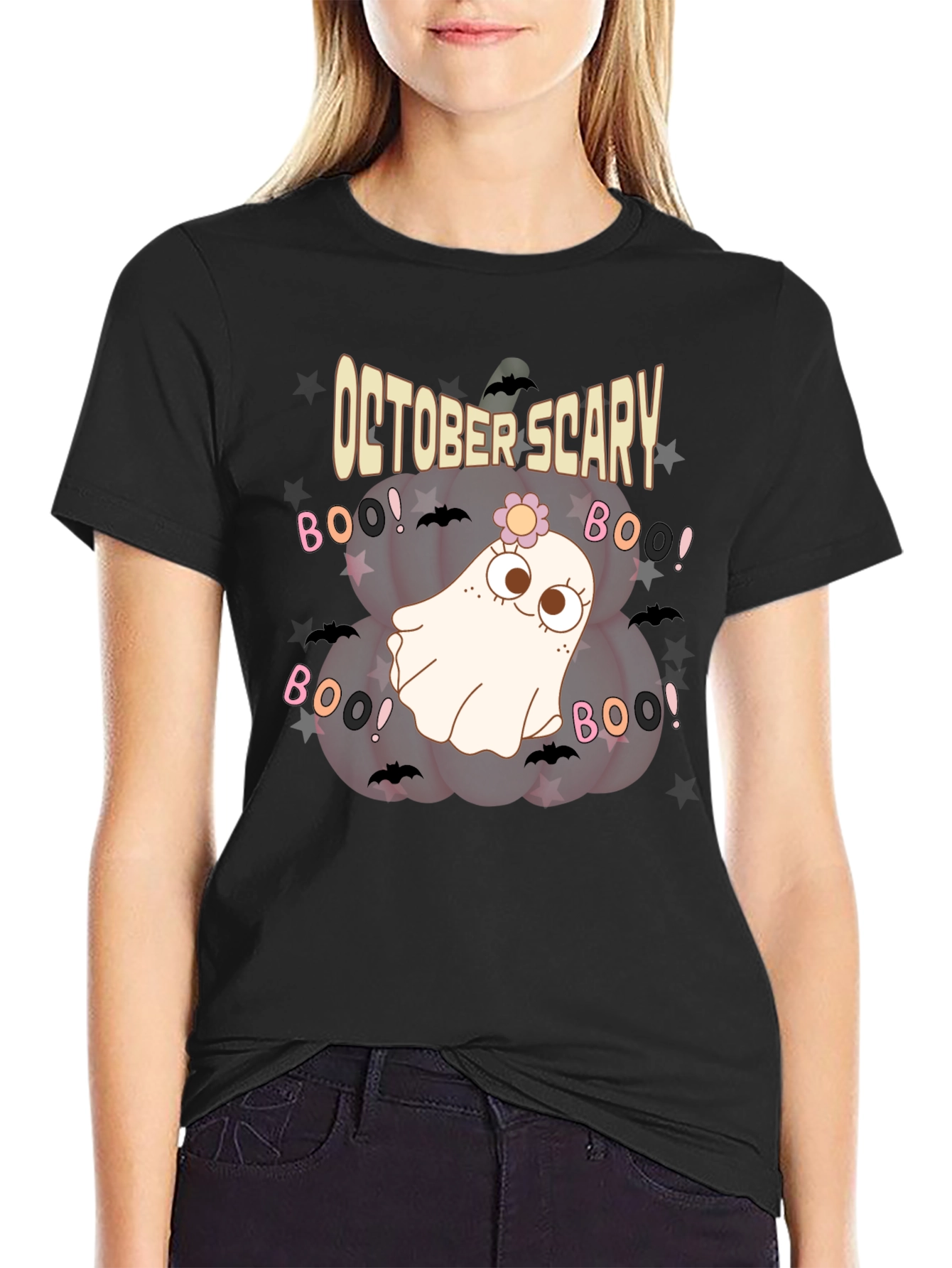 October Scary Ghost Pumpkin T-Shirt