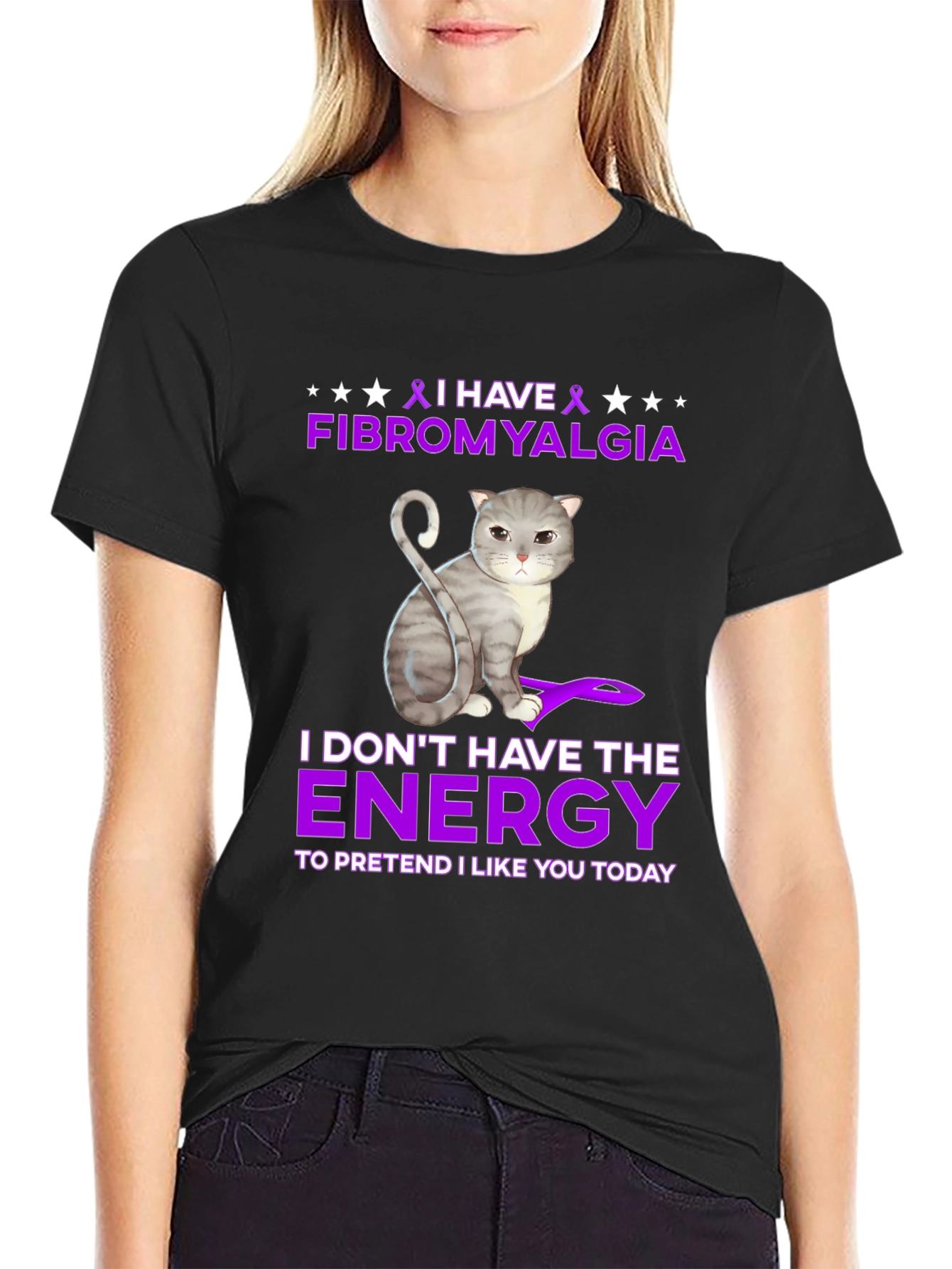 Fibromyalgia Awareness Cat T-Shirt