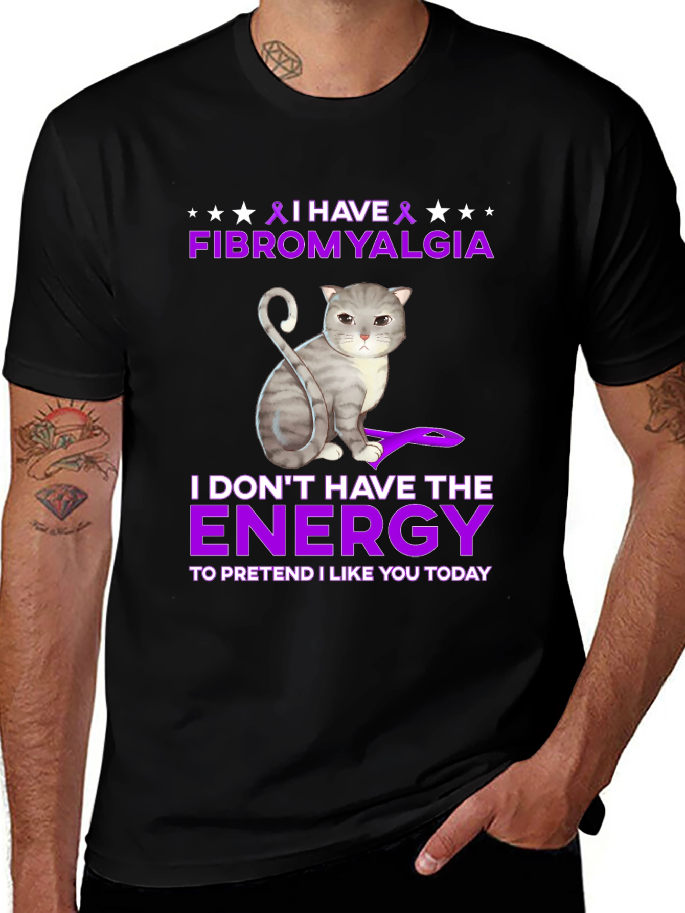 Fibromyalgia Awareness Cat T-Shirt