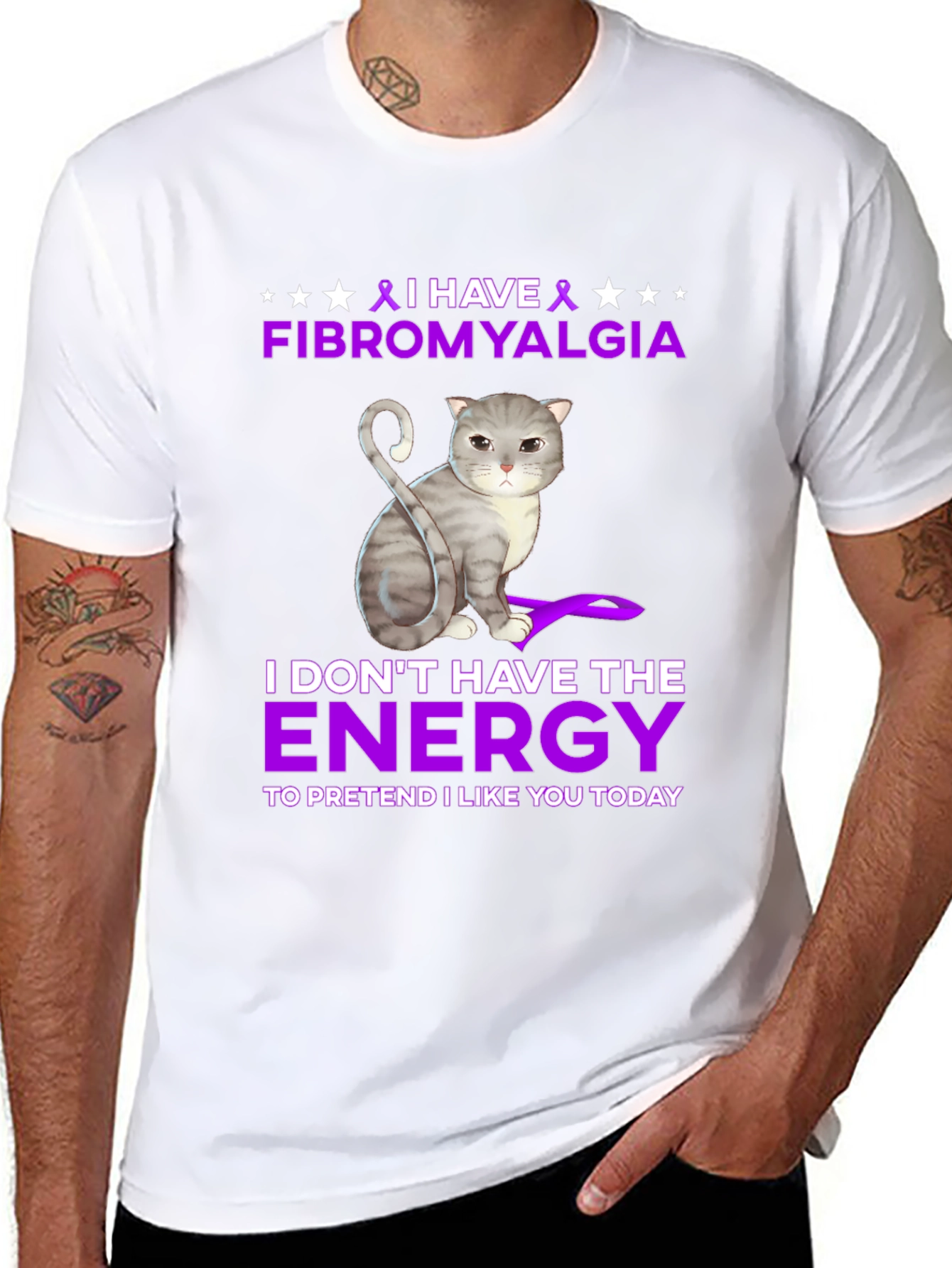 Fibromyalgia Awareness Cat T-Shirt