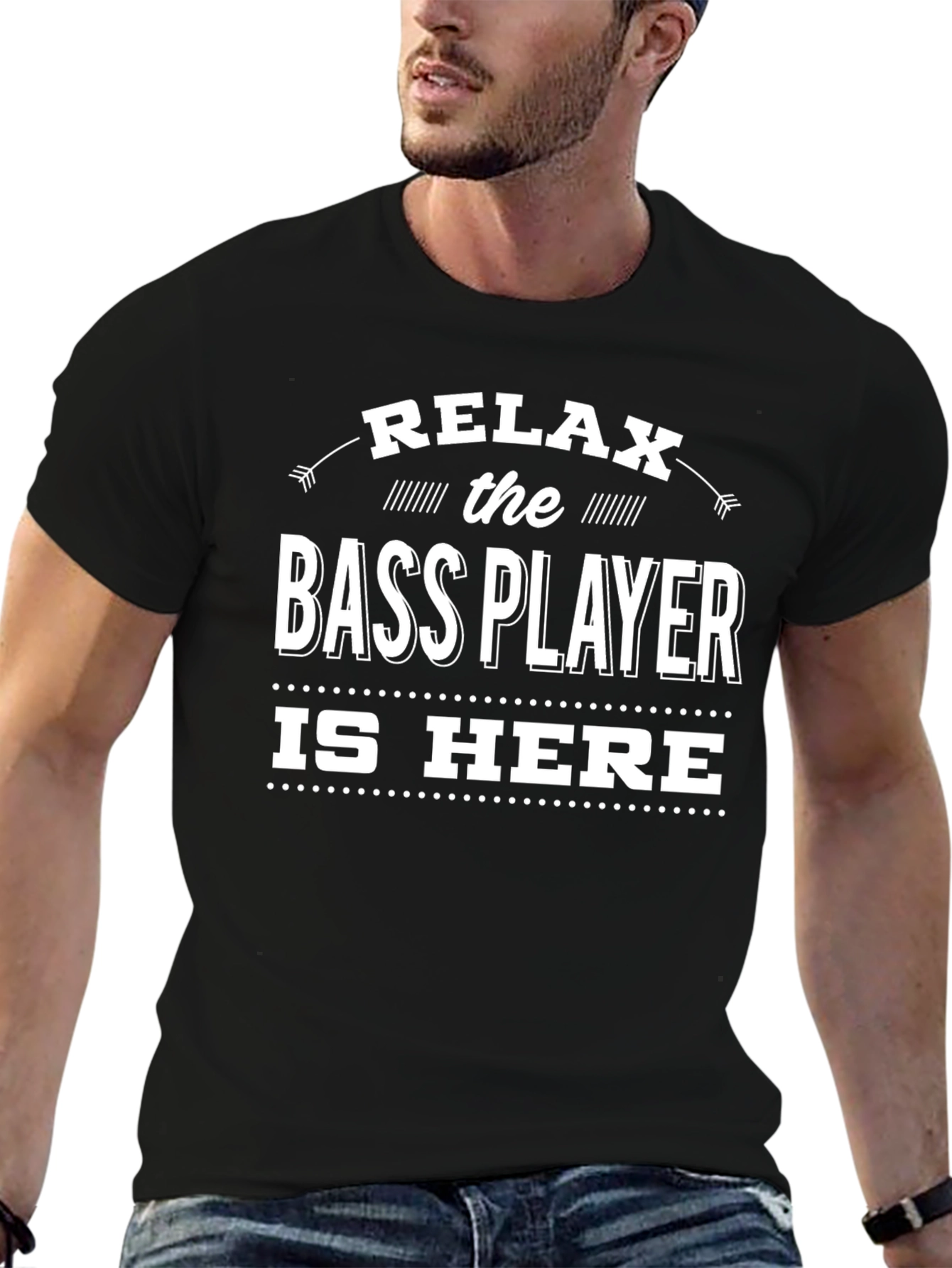 Relax Bass Player Is Here Black Graphic T-Shirt