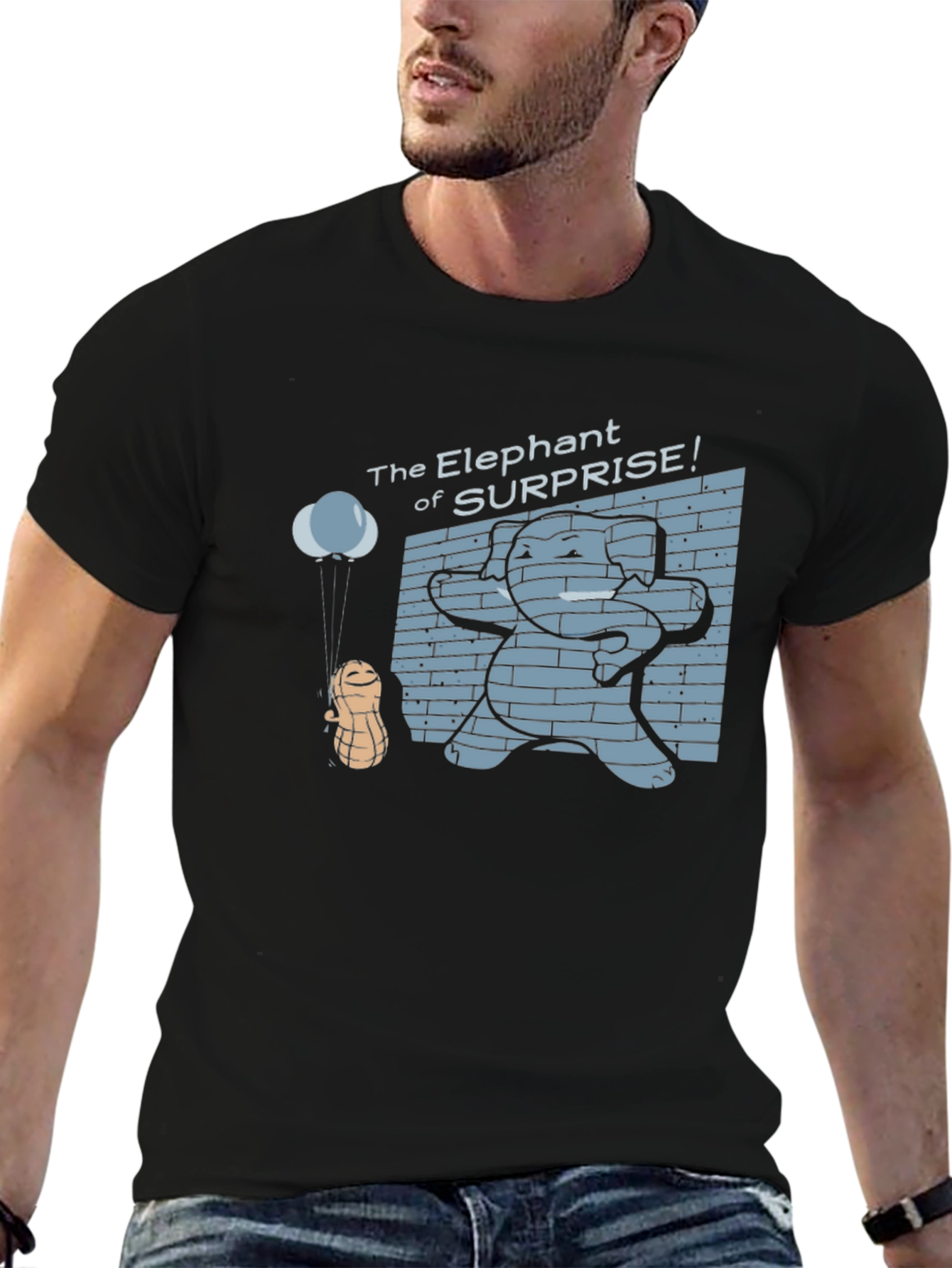 Elephant of Surprise Black Graphic Tee
